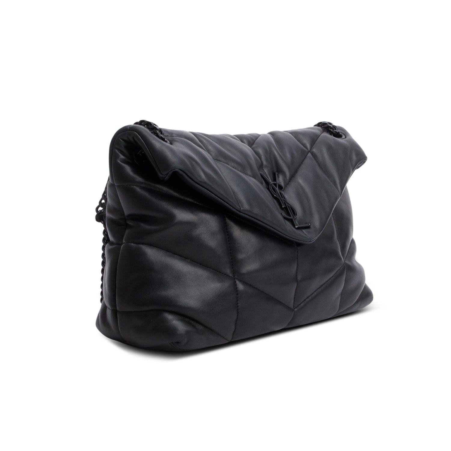 Saint Laurent 2021 Black Nappa Leather Medium Puffer Loulou Shoulder Bag