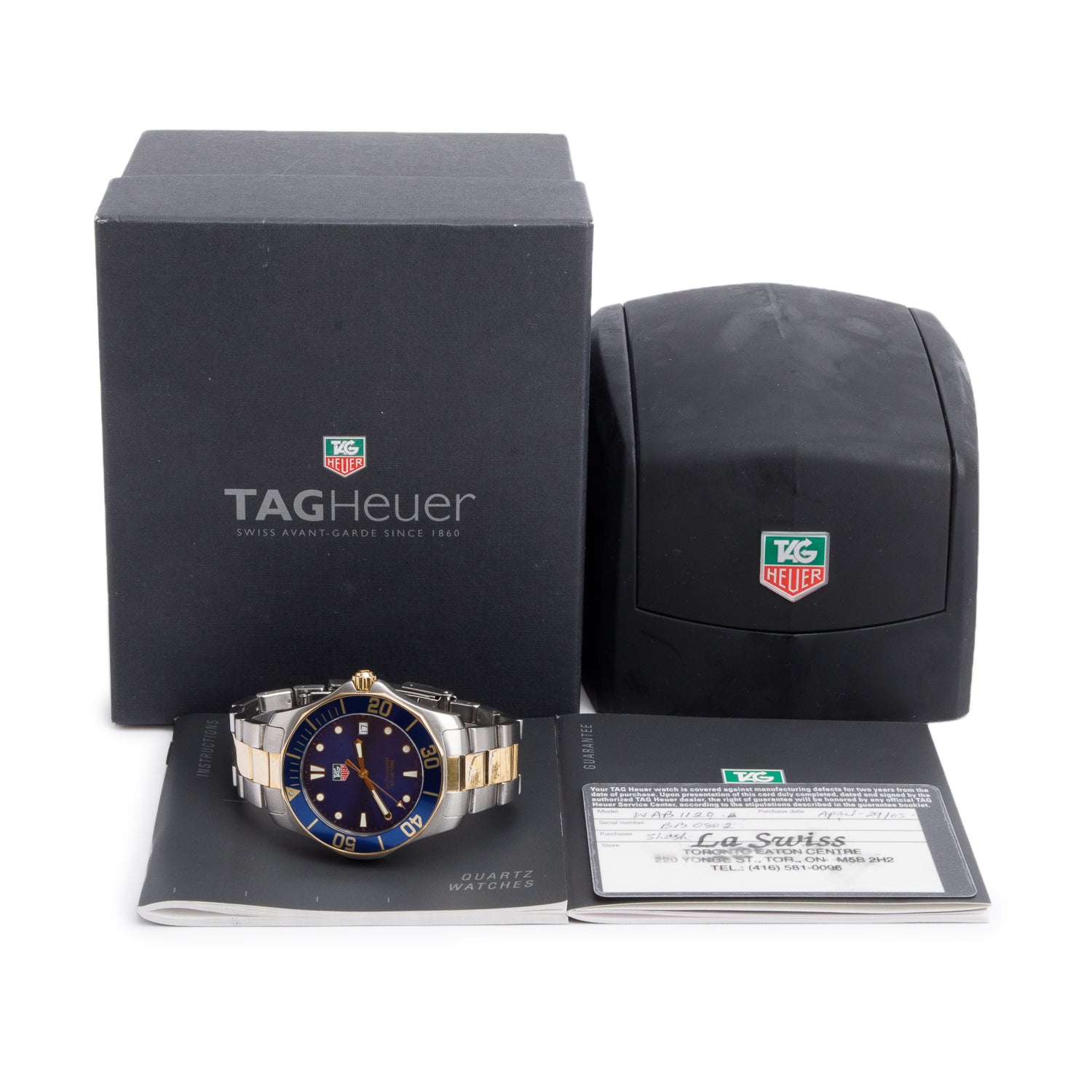 Tag Heuer Two-Tone Stainless Steel Aquaracer 39 MM Watch Blue Dial WAB1120 w/ Box & Papers
