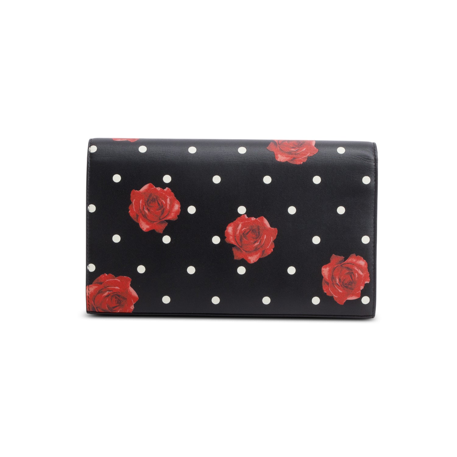 Saint Laurent Black Printed Leather Monogram Kate Chain Wallet