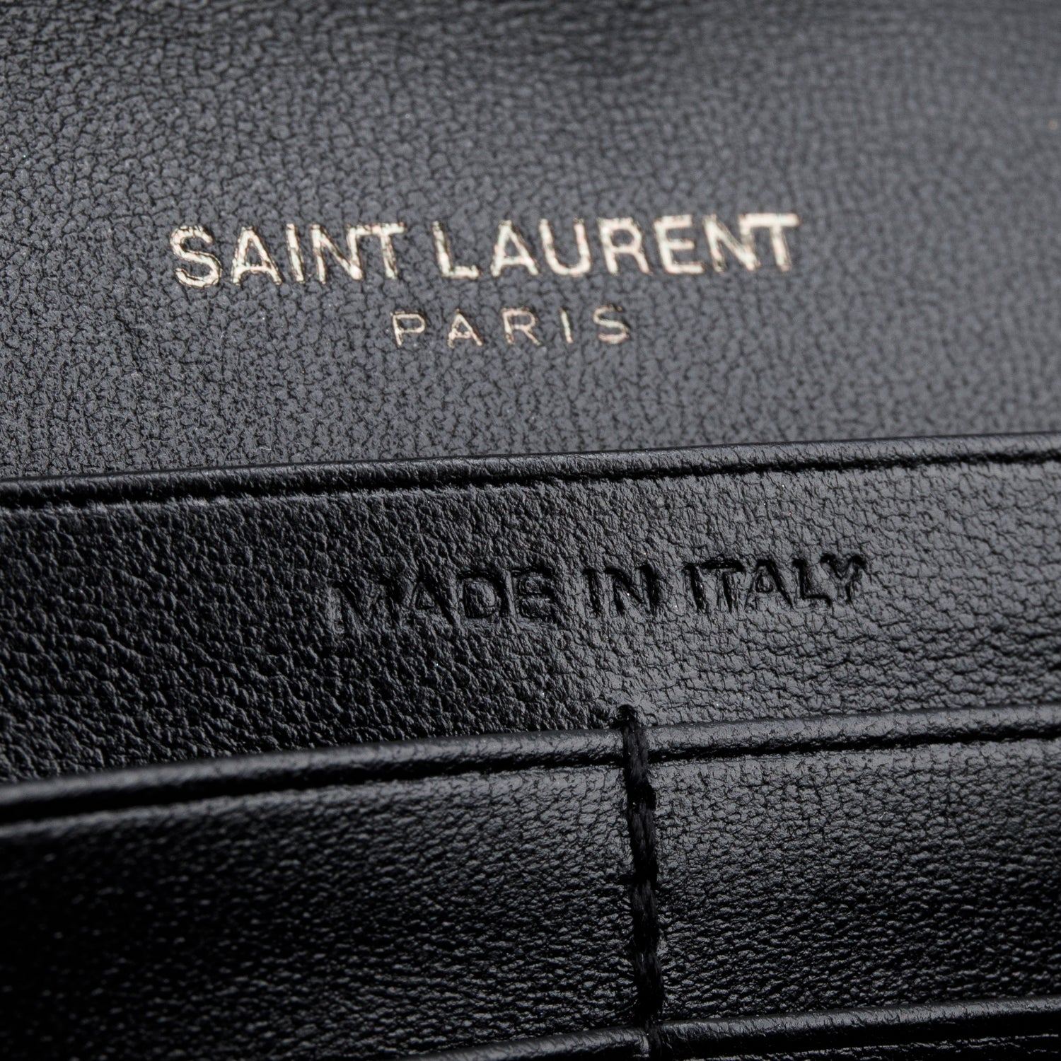 Saint Laurent Black Printed Leather Monogram Kate Chain Wallet