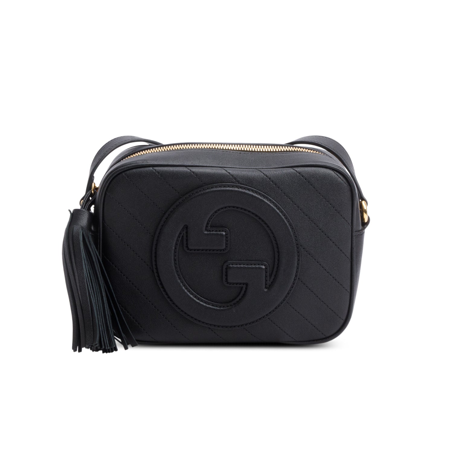 Gucci Black Calfskin Diagonal Stitched Small Blondie Shoulder Bag w/ Box