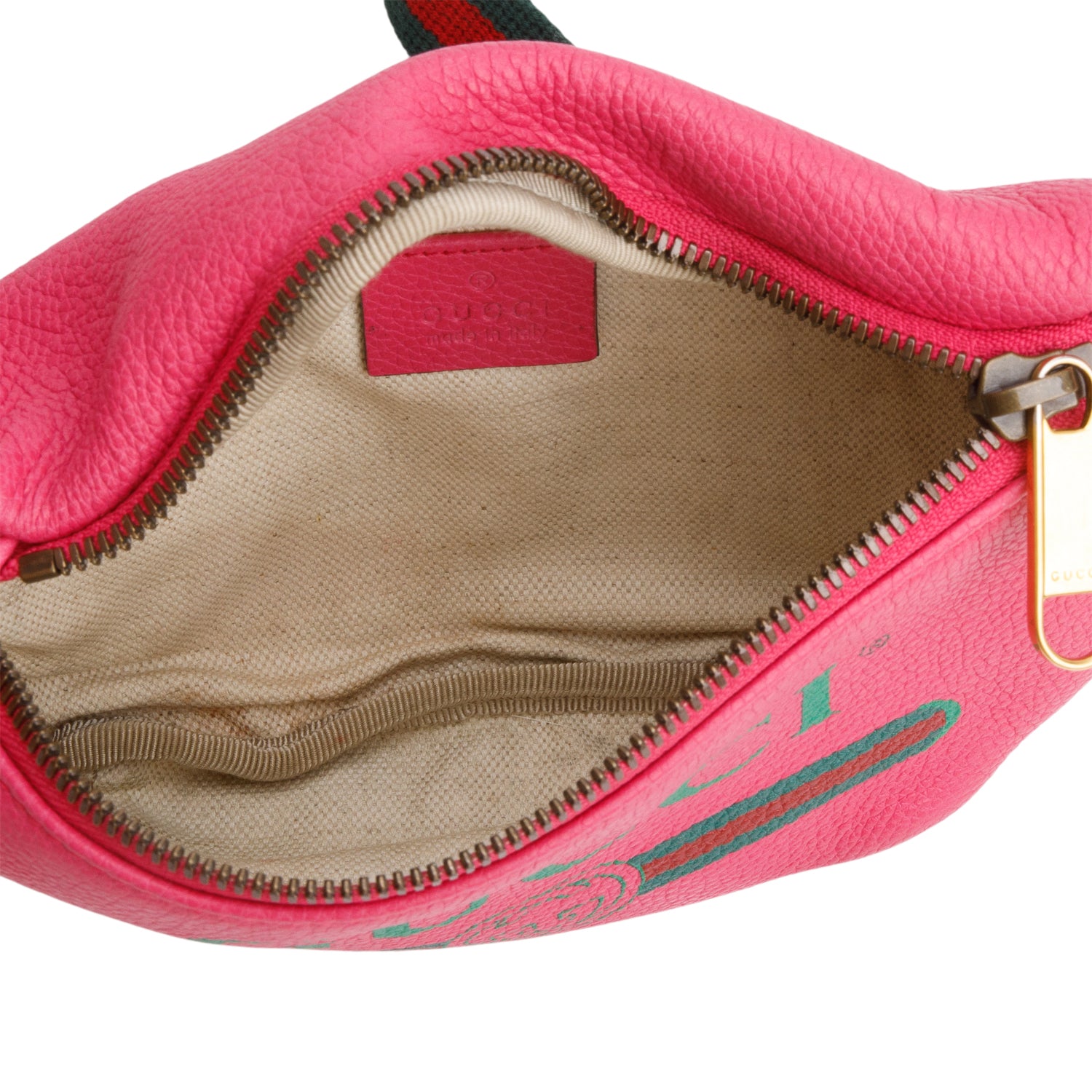 Gucci Pink Calfskin Leather Logo Print Small Belt Bag