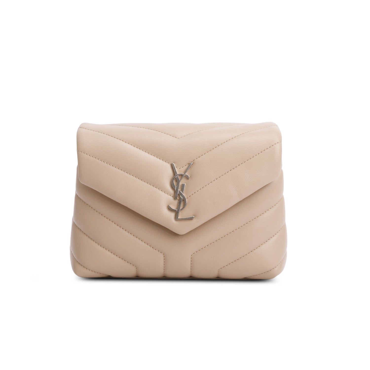 Saint Laurent Beige Monogram Matelasse Toy Loulou Crossbody Bag