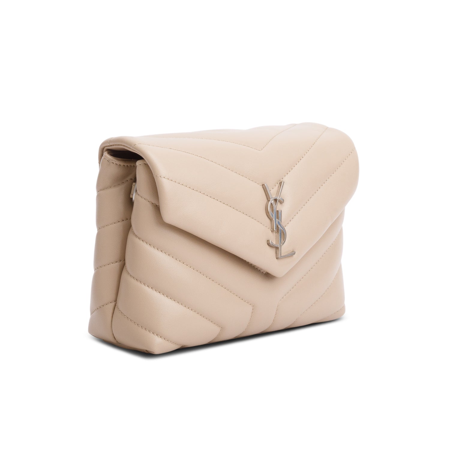 Saint Laurent Beige Monogram Matelasse Toy Loulou Crossbody Bag