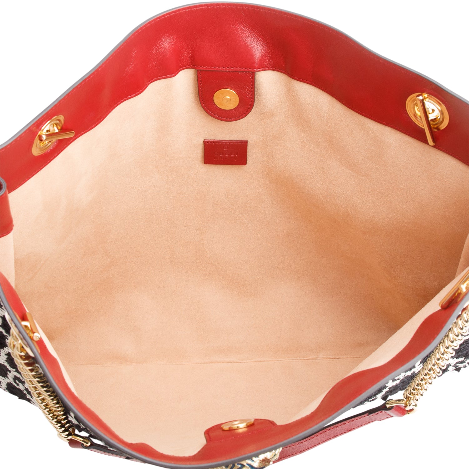 Gucci Black Tweed GG Monogram Large Rajah Chain Tote w/ Pouch