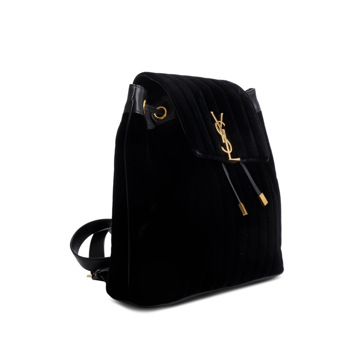 Saint Laurent Black Velvet Matelasse Vicky Backpack