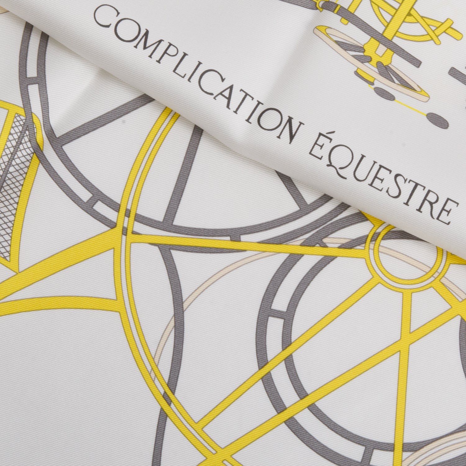 Hermes White 'Complication Equestre' Silk Scarf 90 w/ Box