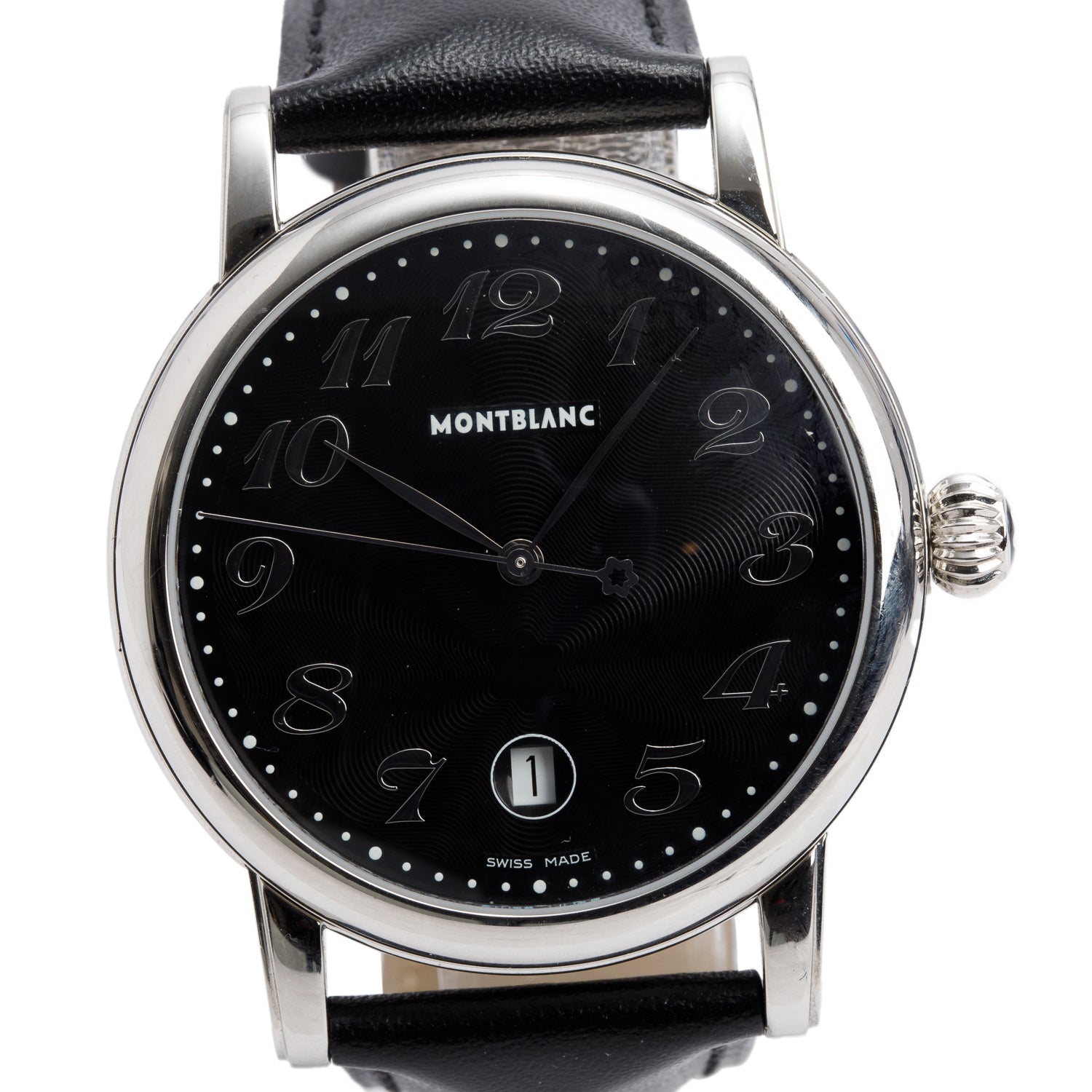 Montblanc Stainless Steel Meisterstuck Star Date 40 MM Quartz Watch Black Dial 7072 w/ Box