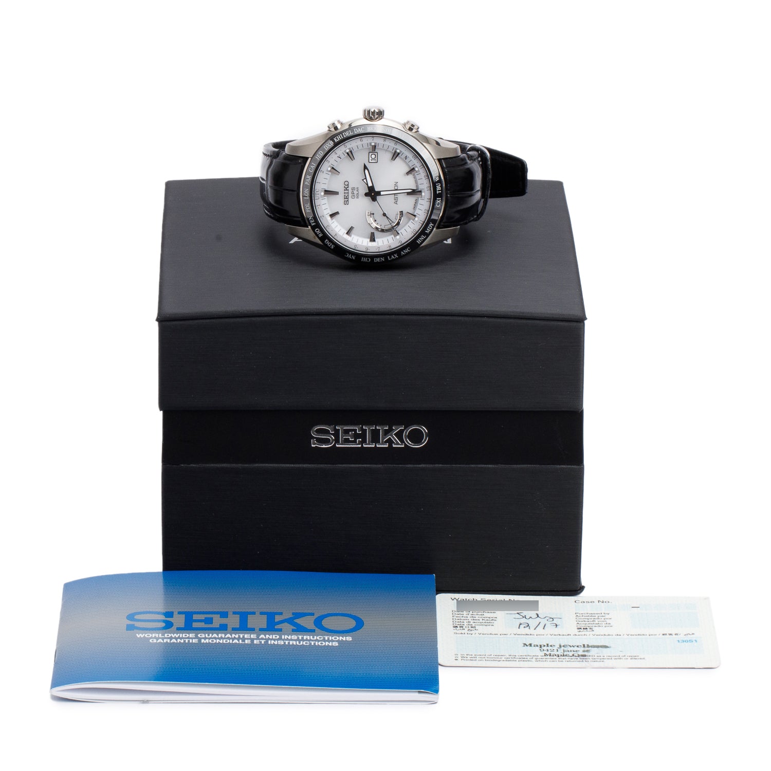 Seiko Titanium Limited Edition Astron GPS Solar World-Time 45 MM Quartz Watch White Dial SSE093 w/ Box & Papers