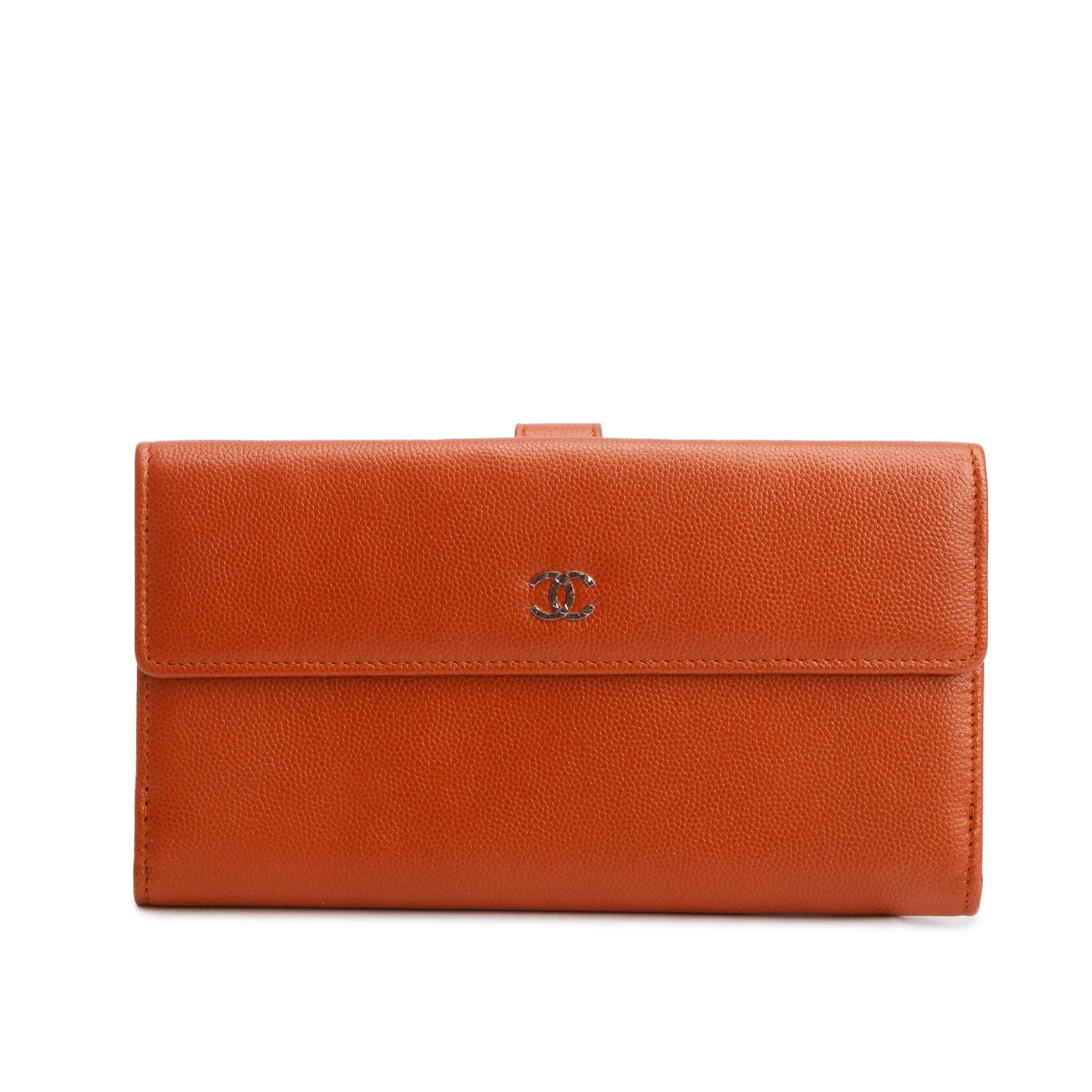 Chanel Orange Caviar Long Flap Wallet