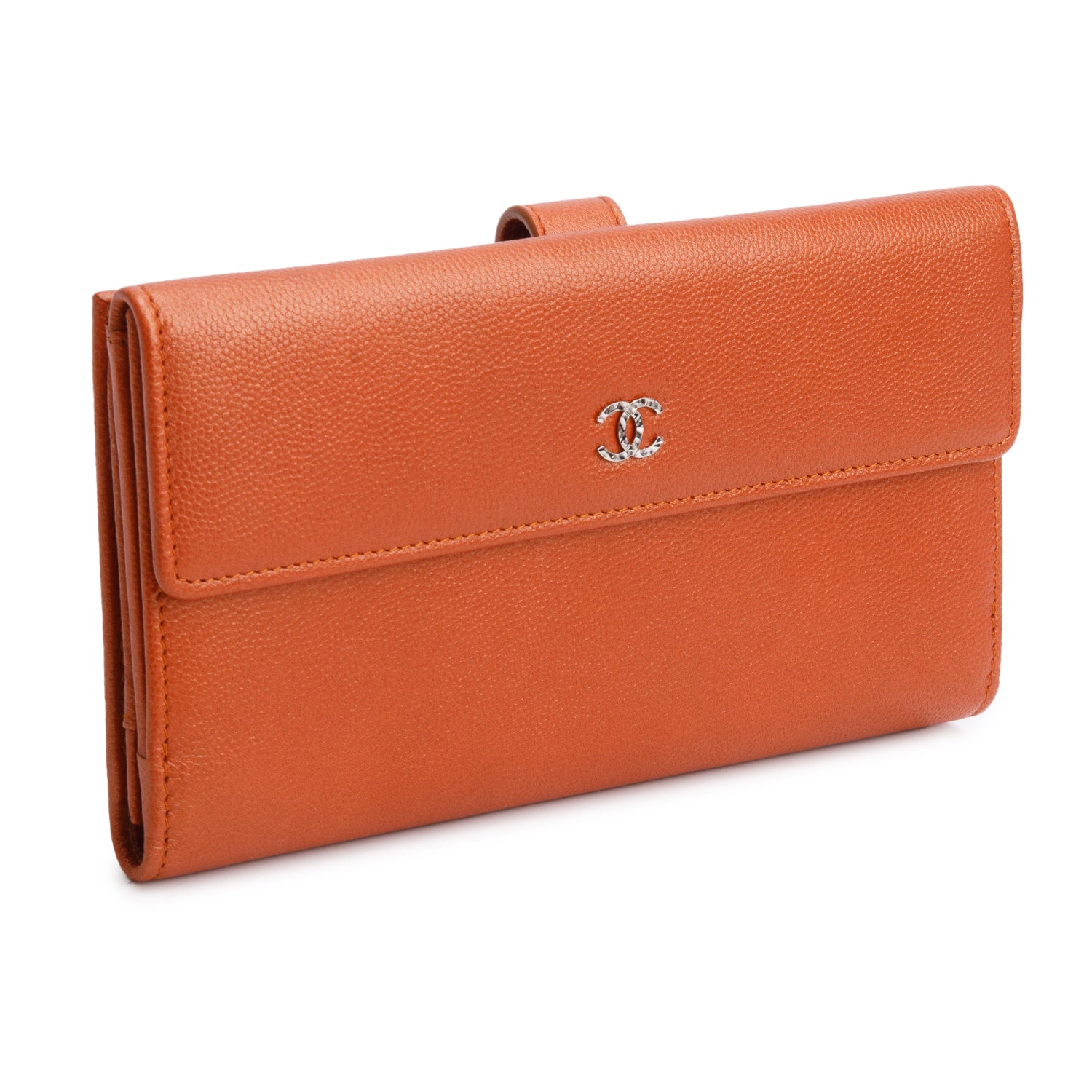 Chanel Orange Caviar Long Flap Wallet