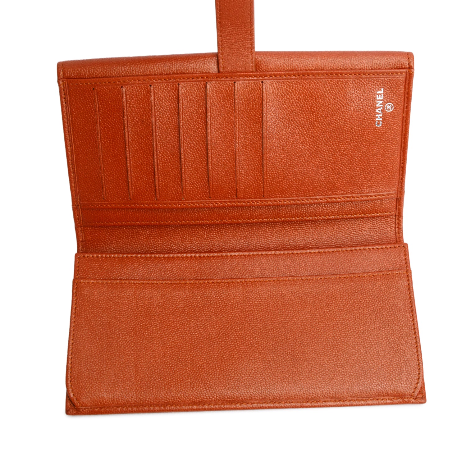 Chanel Orange Caviar Long Flap Wallet
