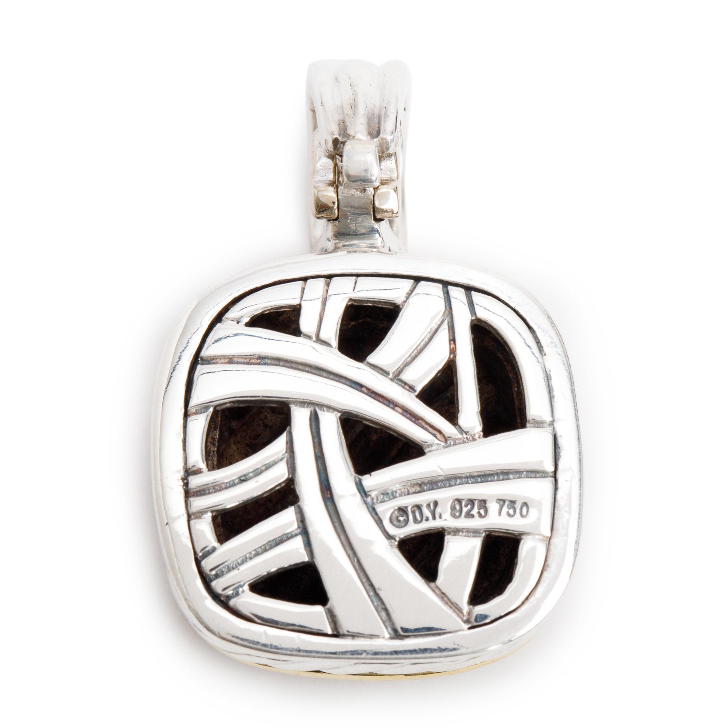 David Yurman Sterling Silver & 18k Yellow Gold Diamond Sculpted Cable Pendant