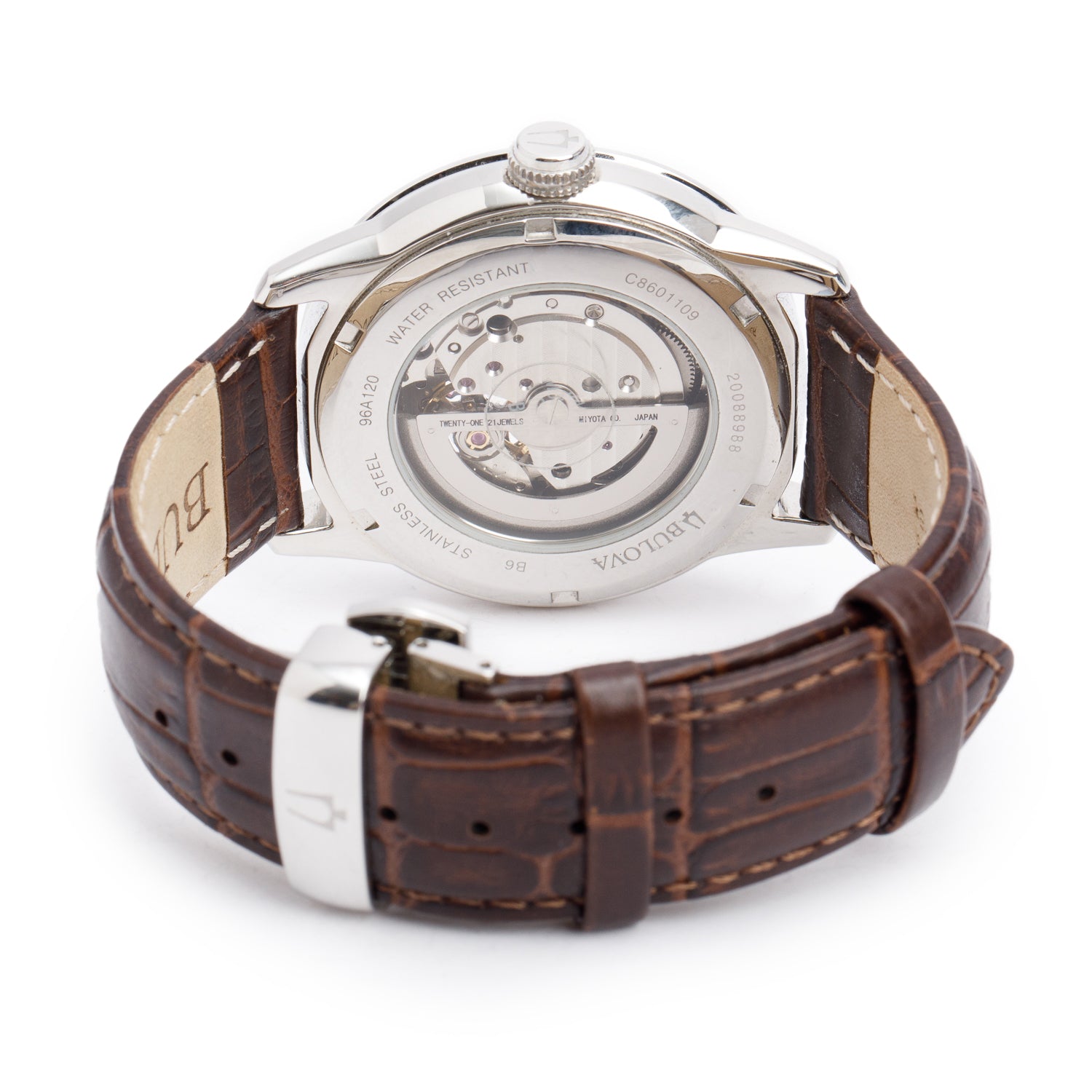 Bulova Stainless Steel Sutton Classic 42 MM Automatic Watch Brown Dial 96A120 w/ Box