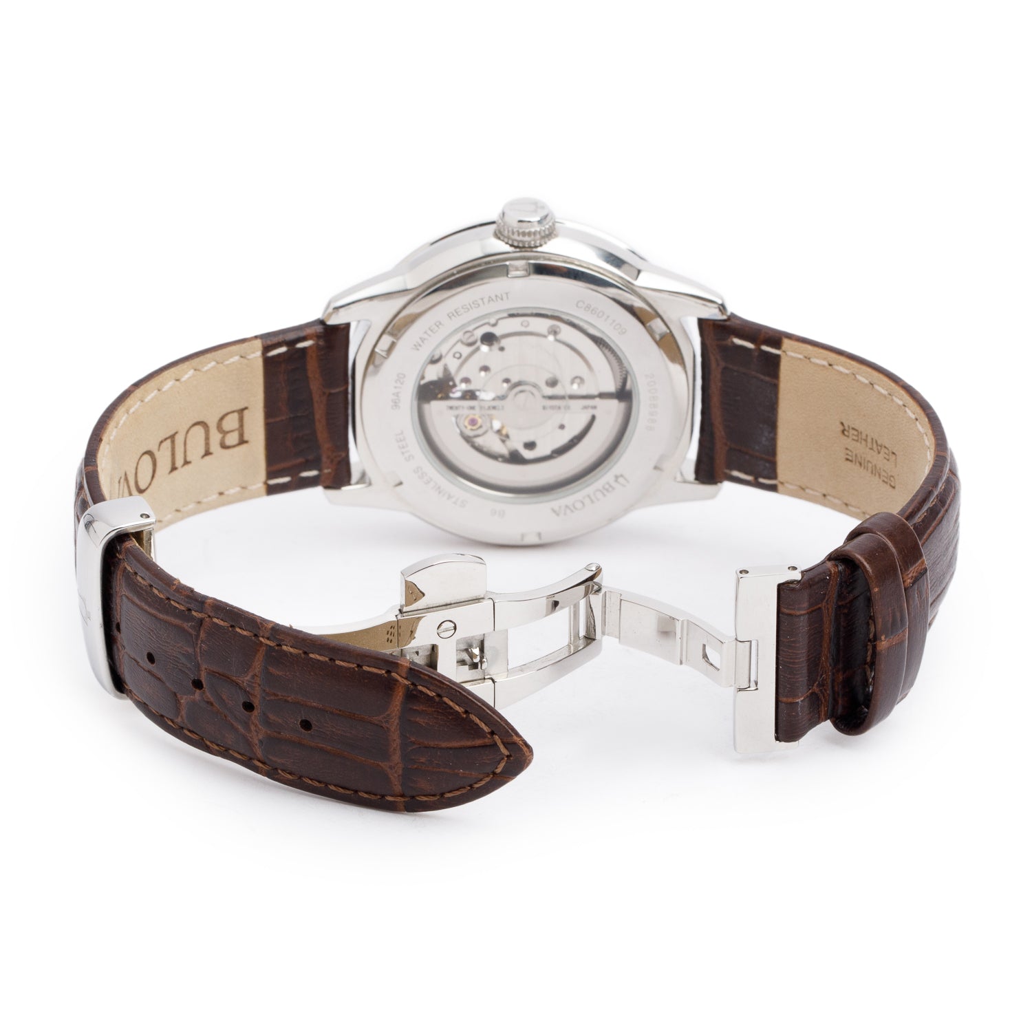 Bulova Stainless Steel Sutton Classic 42 MM Automatic Watch Brown Dial 96A120 w/ Box