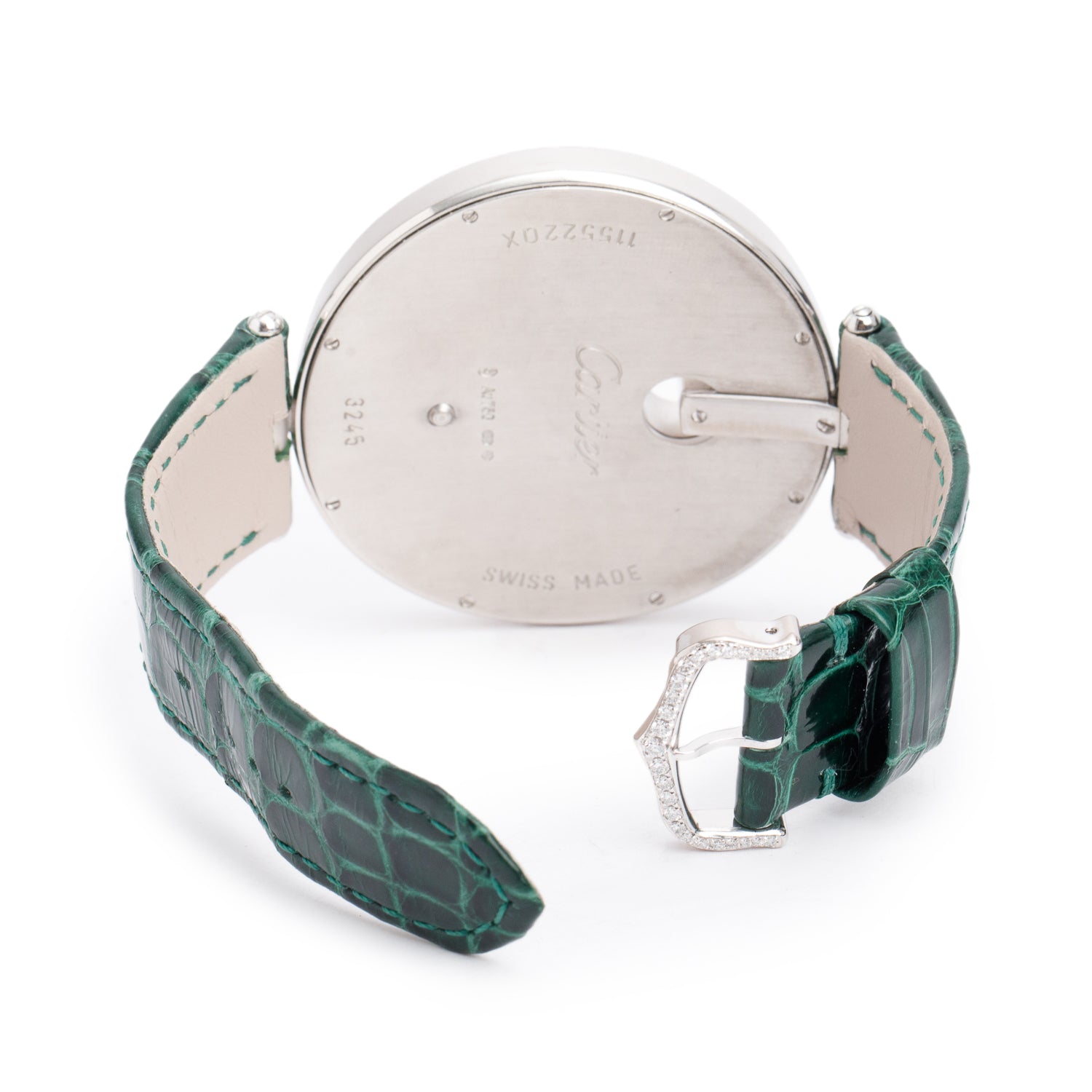 Cartier 18k White Gold Diamond Bezel Captive de Cartier 50 MM Watch Silver Diamond Dial 3245 w/ Box & Extra Strap