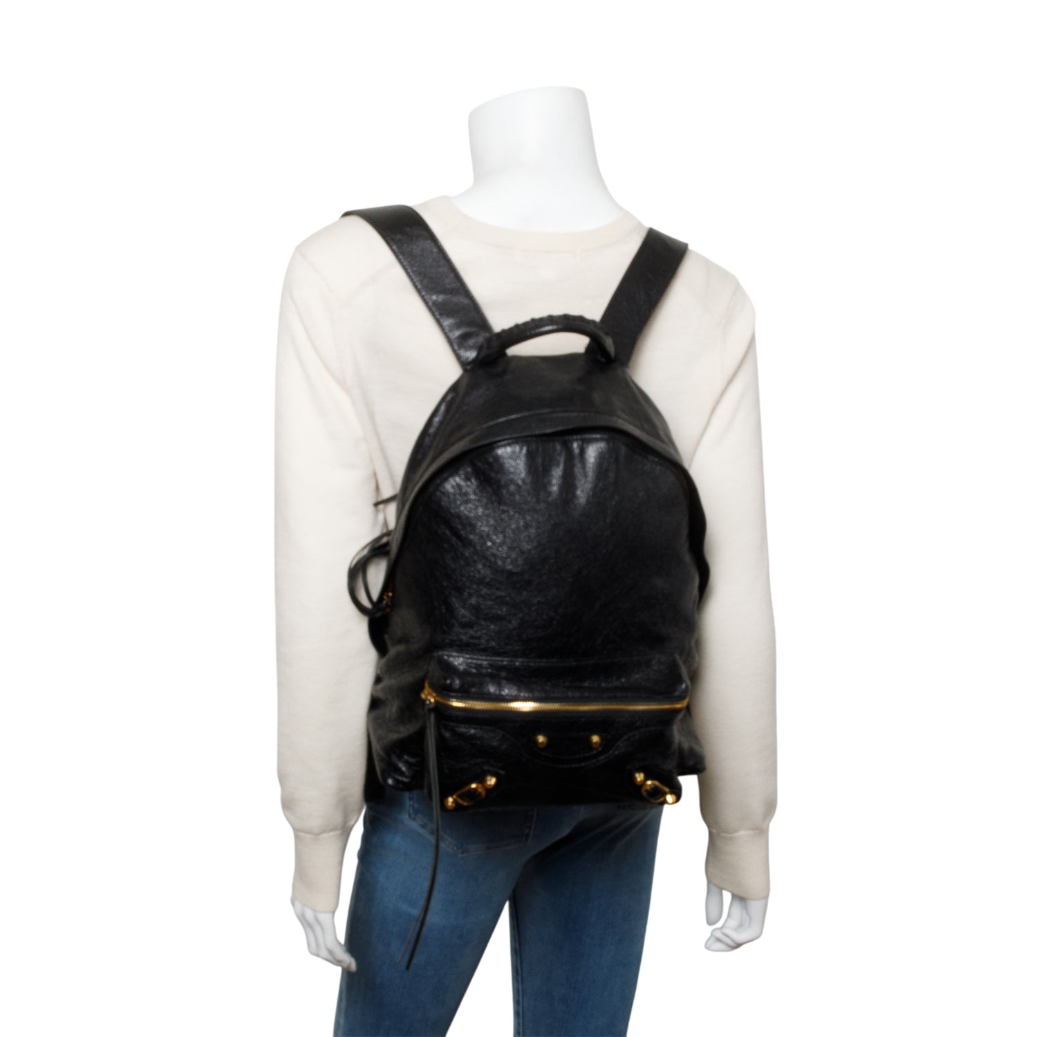 Balenciaga Black Agneau Classic City Backpack
