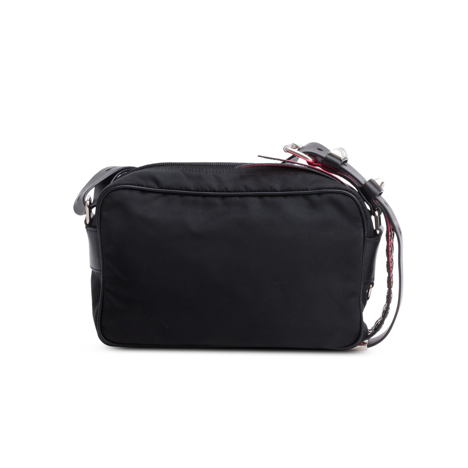 Prada Black Tessuto Nylon Studded New Vela Shoulder Bag