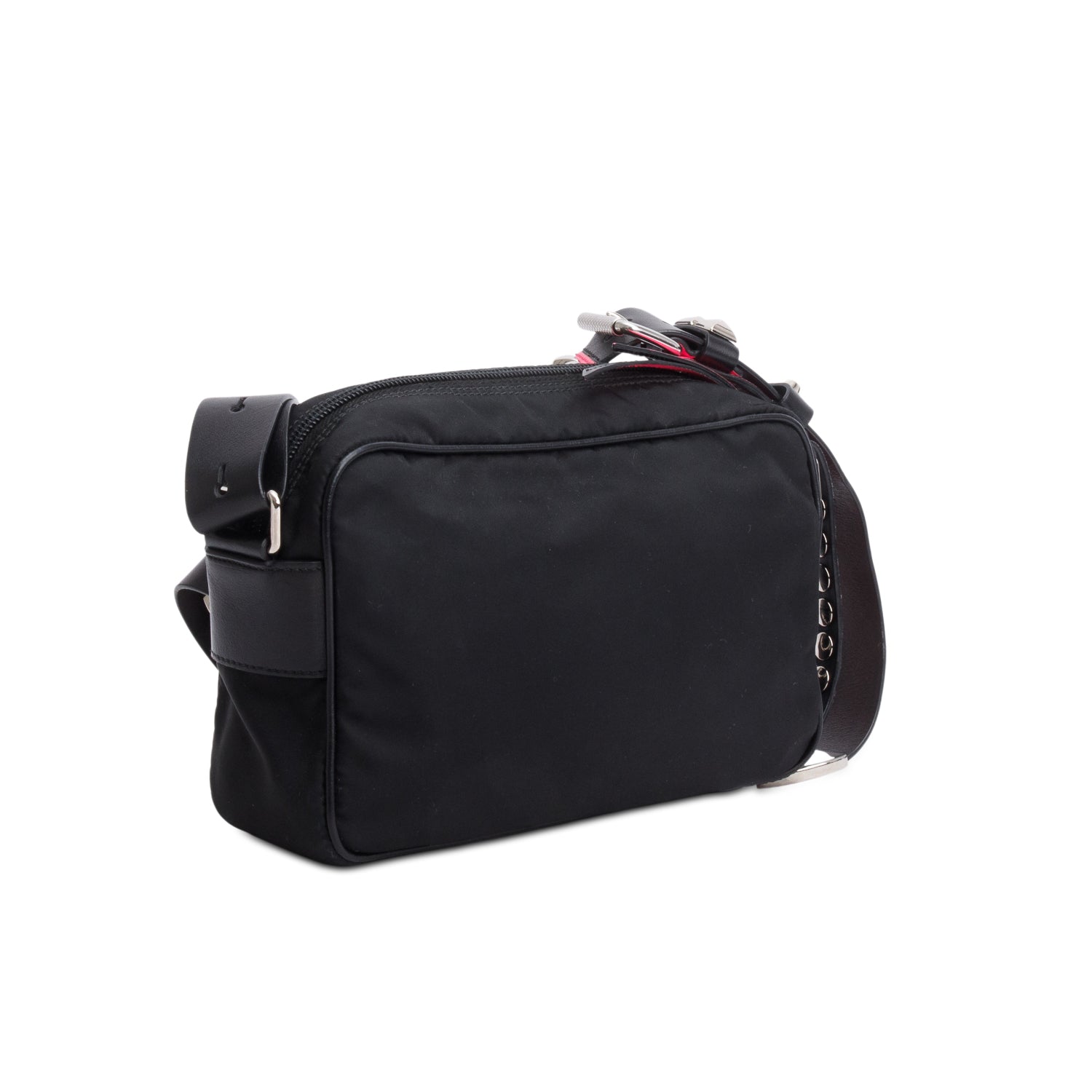 Prada Black Tessuto Nylon Studded New Vela Shoulder Bag