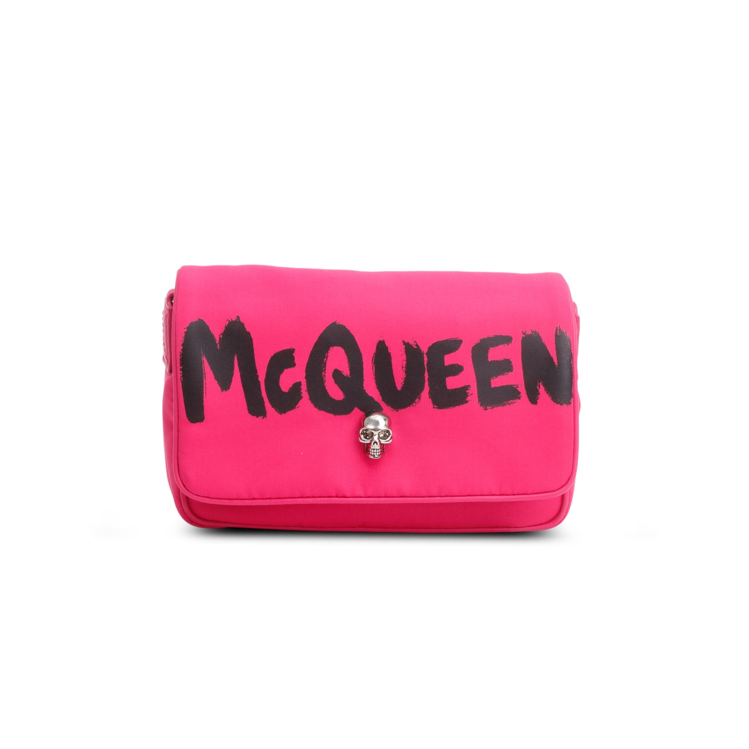 Alexander McQueen Pink Graffiti Nylon Skull Small Crossbody Bag