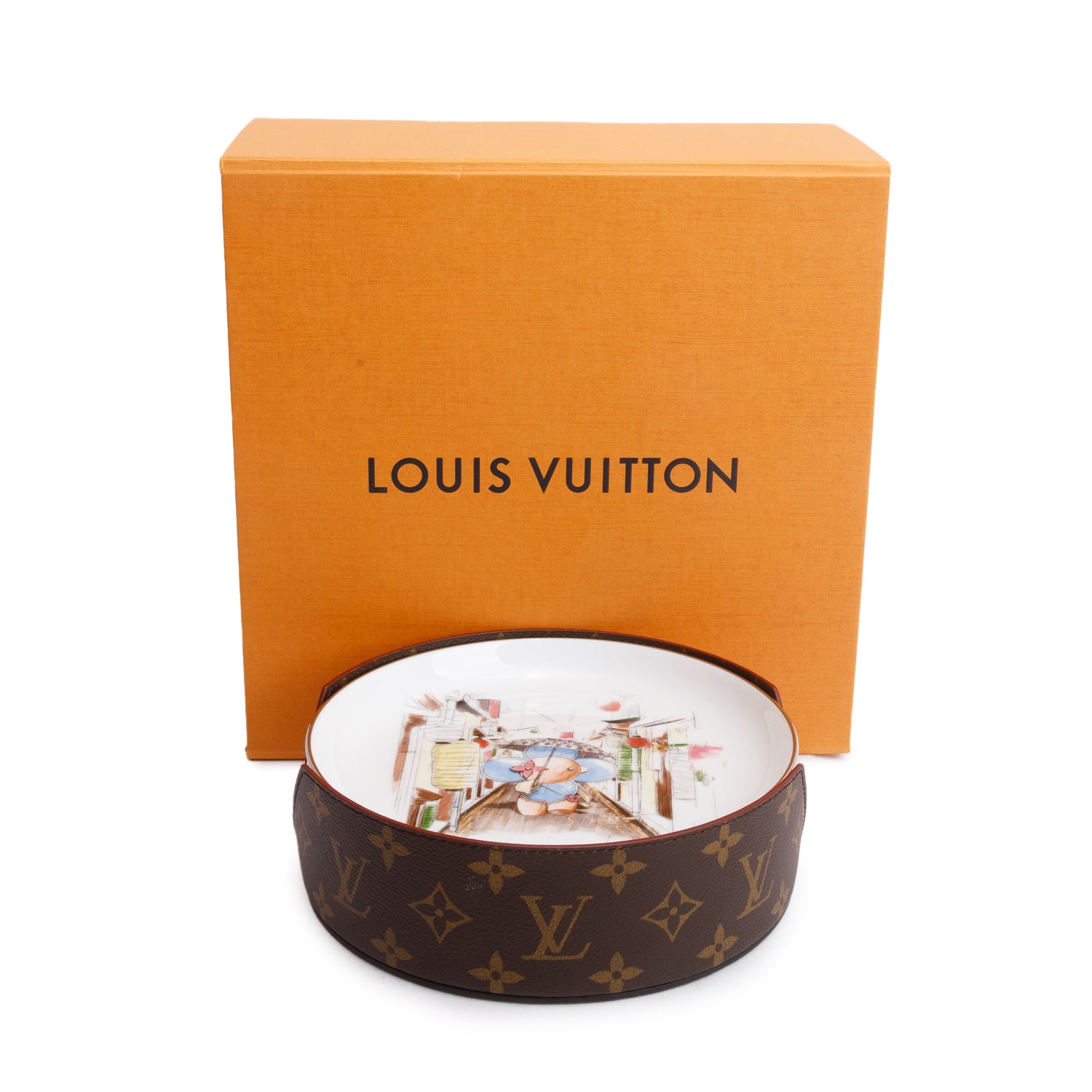 Louis Vuitton White & Multicolor Porcelaine Vivienne 4 Seasons Set of 4 Plates w/ Box