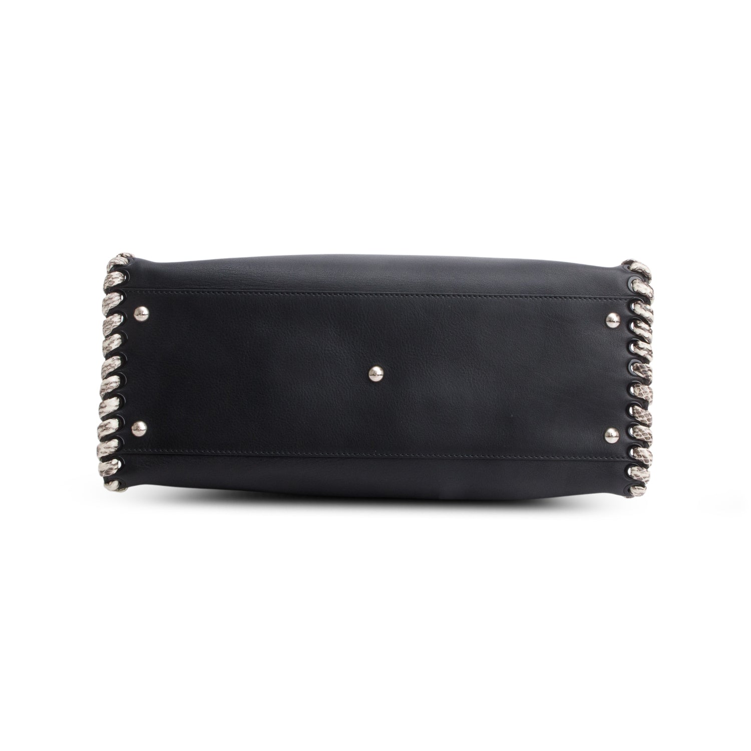 Fendi Black Nappa Leather Python Lace Up Large Peekaboo w/ Receipt