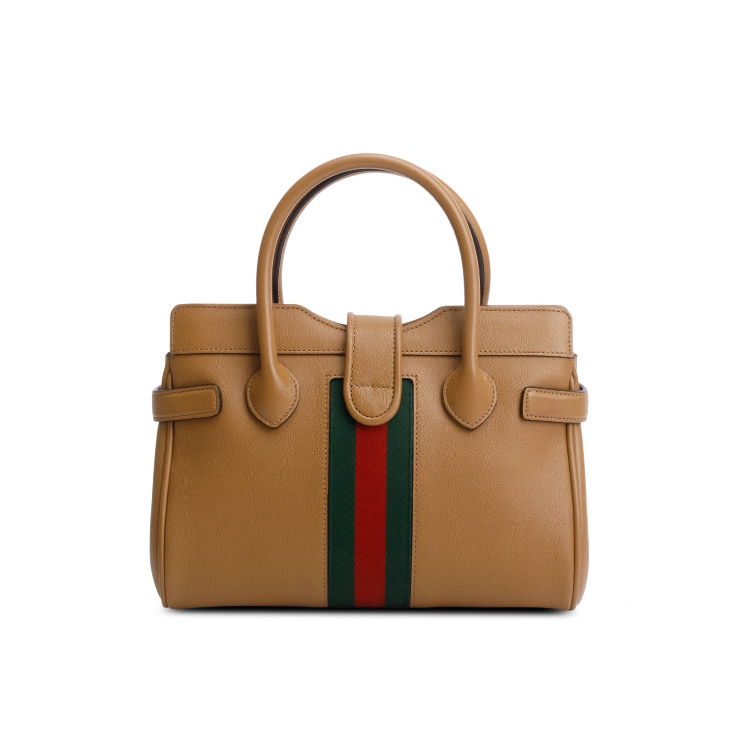 Gucci Brown Calfksin Leather Small Dahlia Handle Bag w/ Strap & Box