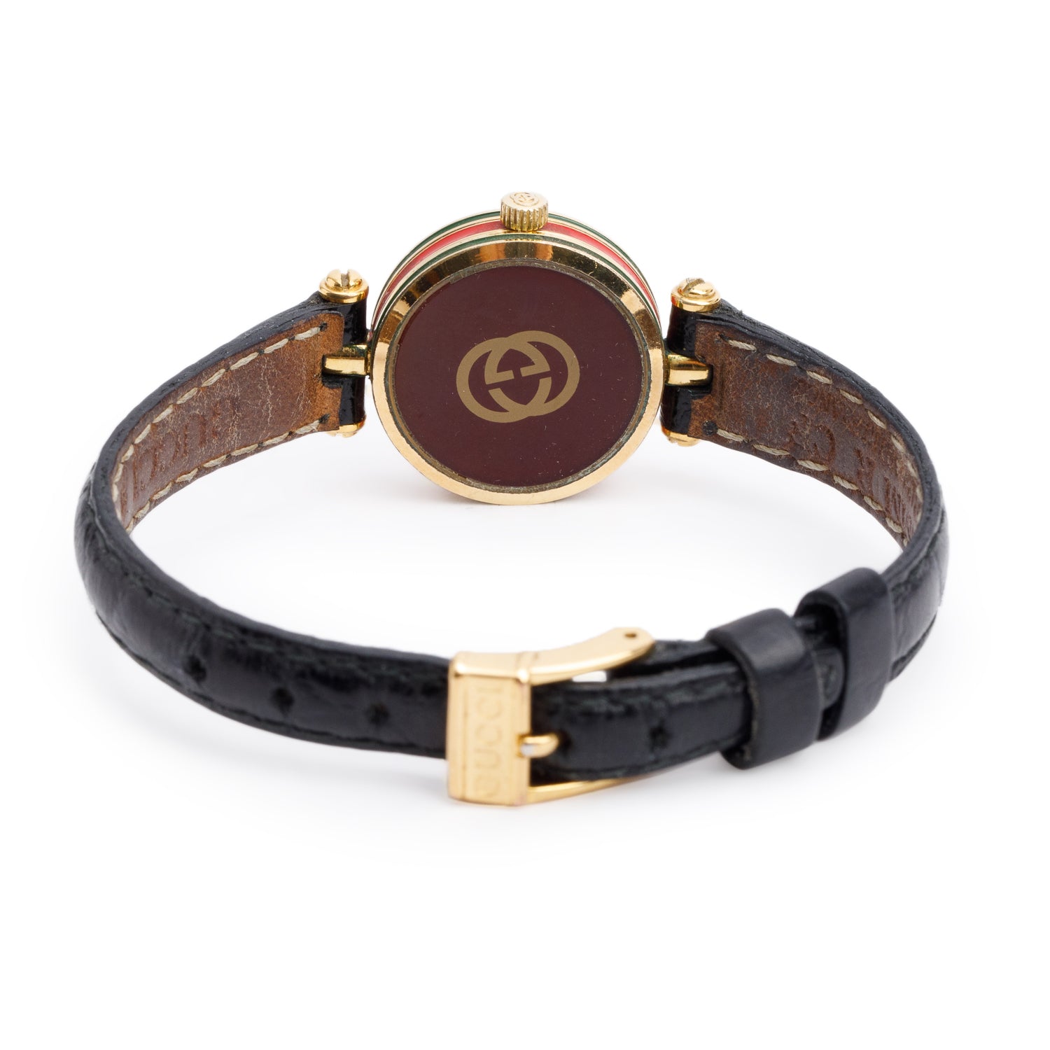 Gucci Vintage Gold Plated Stainless Steel Stack 22 MM 2000L Series Quartz Watch White Dial w/ Box