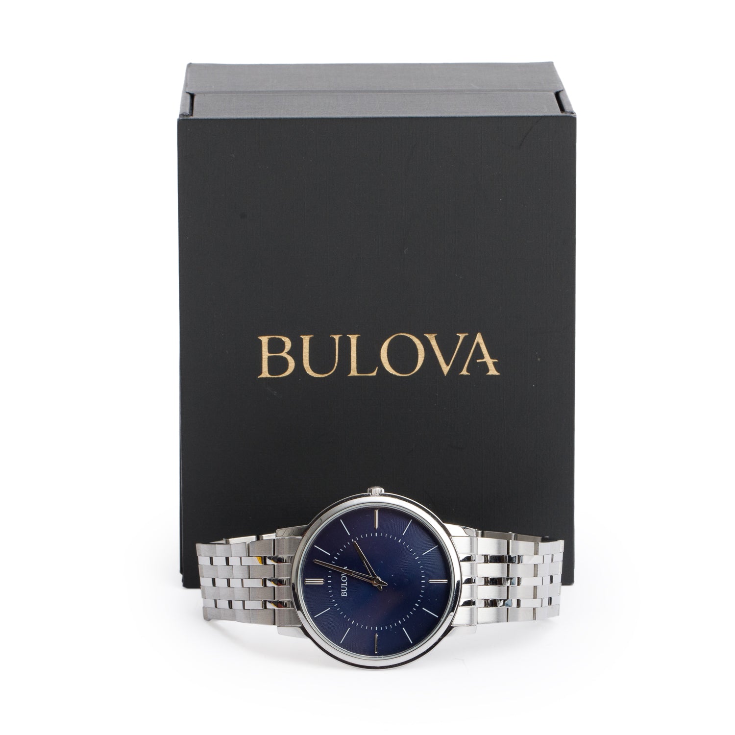 Bulova 2022 Stainless Steel Classic 40 MM Quartz Watch Blue Dial 96A188 w/ Box & Papers