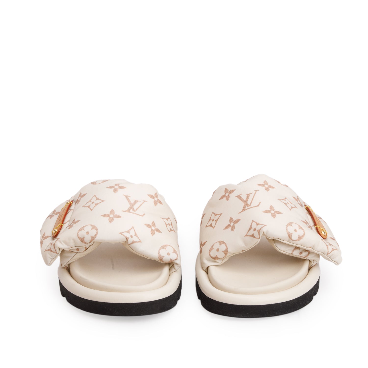 Louis Vuitton 2023 Creme Monogram Pool Pillow Flat Comfort Mule, Size 38 w/ Box