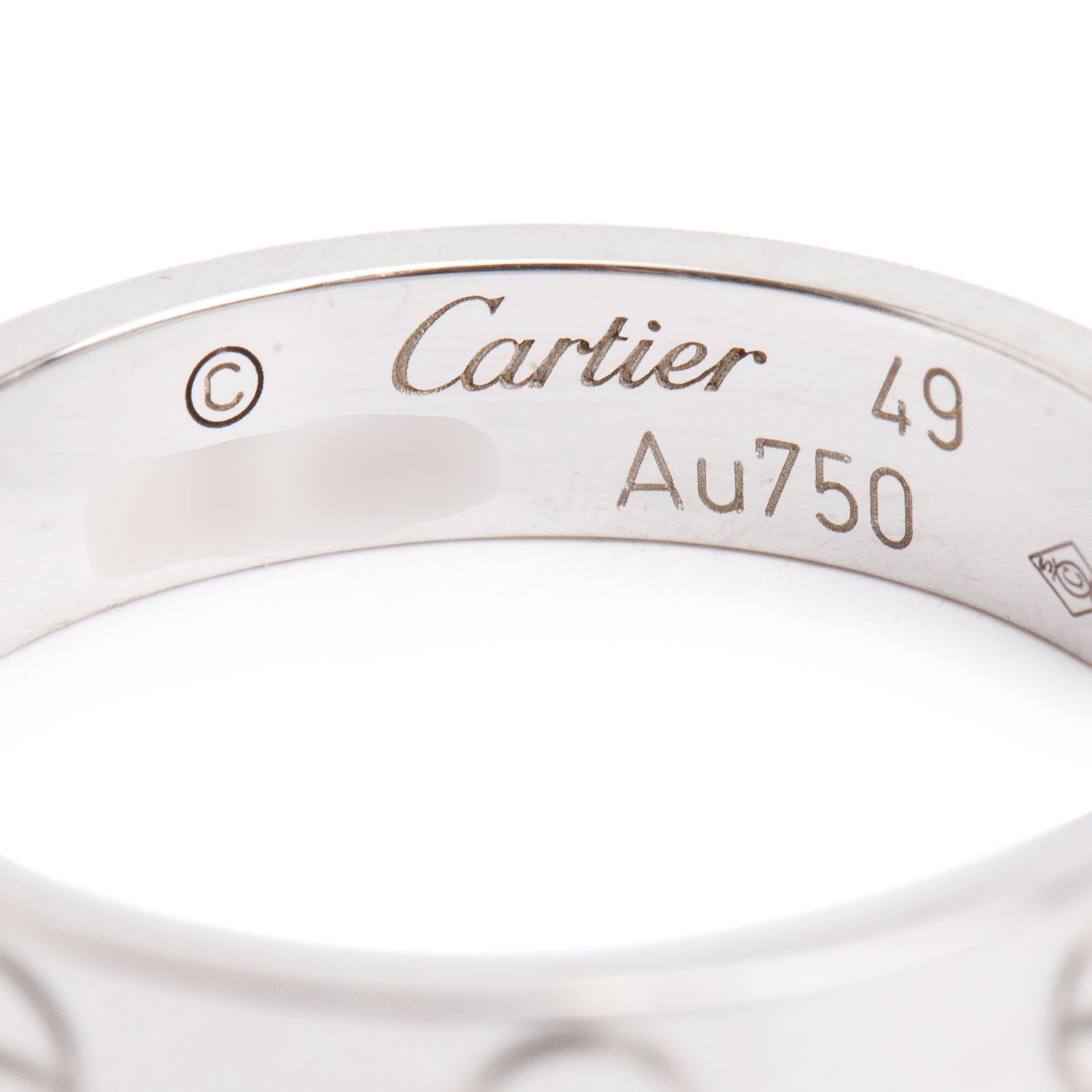 Cartier 18k White Gold 3.6 MM Love Wedding Band Ring, Size 49 5 w/ Box