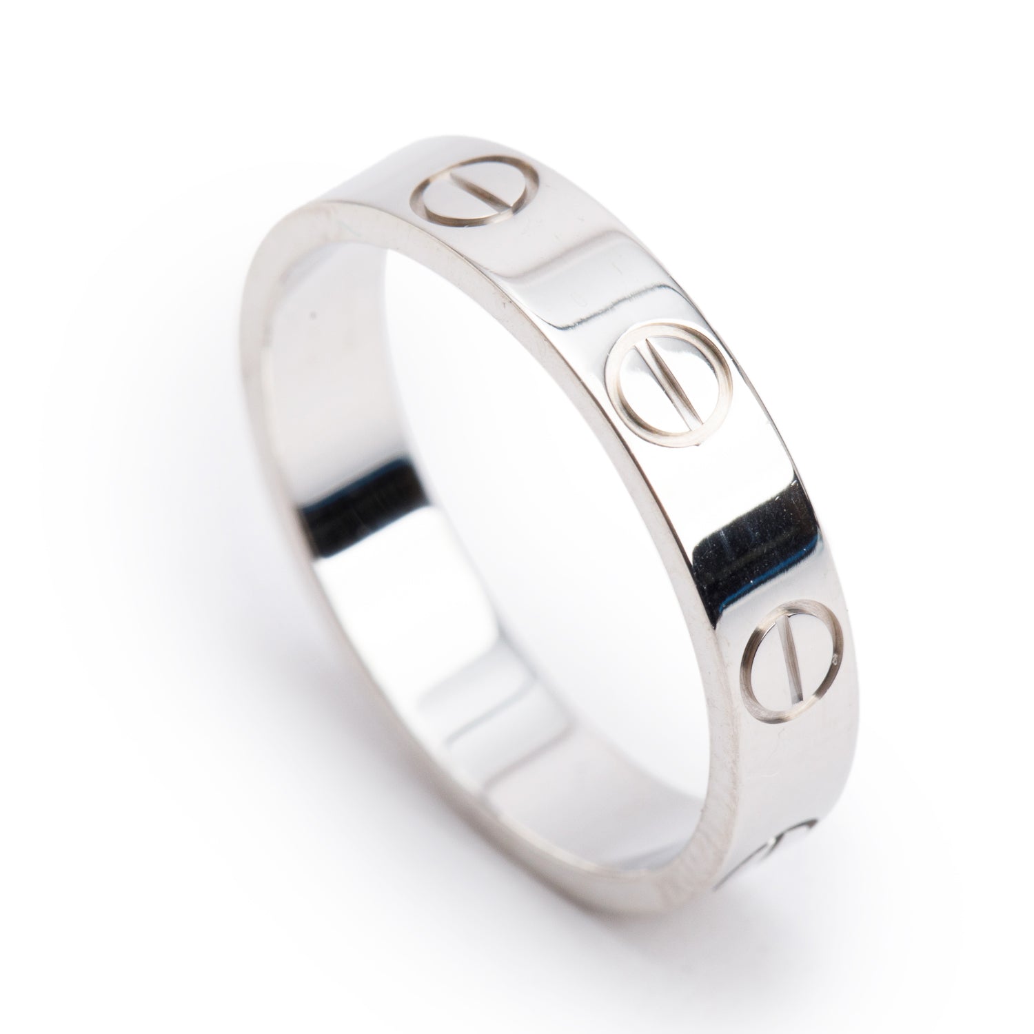 Cartier 18k White Gold 3.6 MM Love Wedding Band Ring, Size 49 5 w/ Box