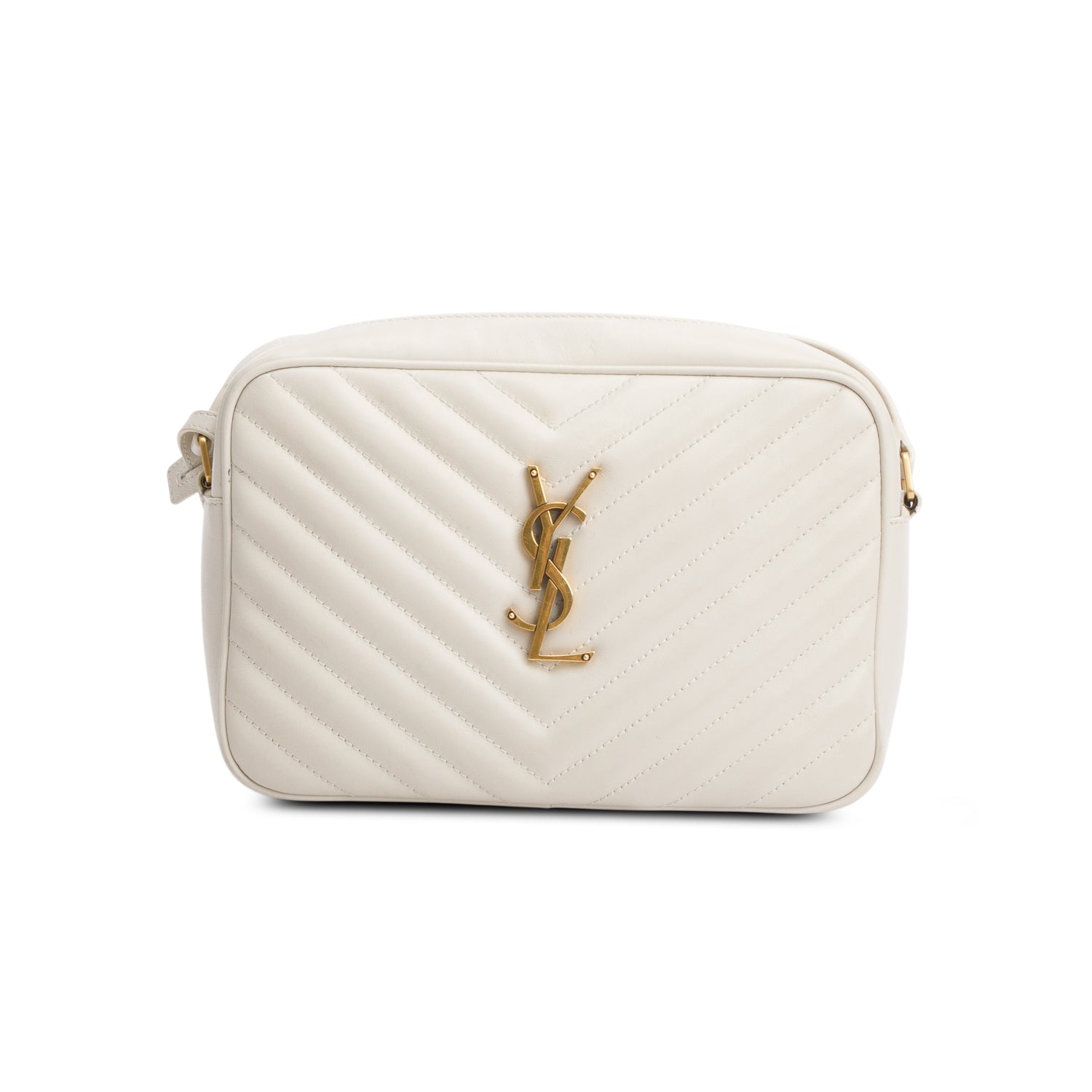 Saint Laurent 2023 Cream Quilted Leather Lou Camera Bag