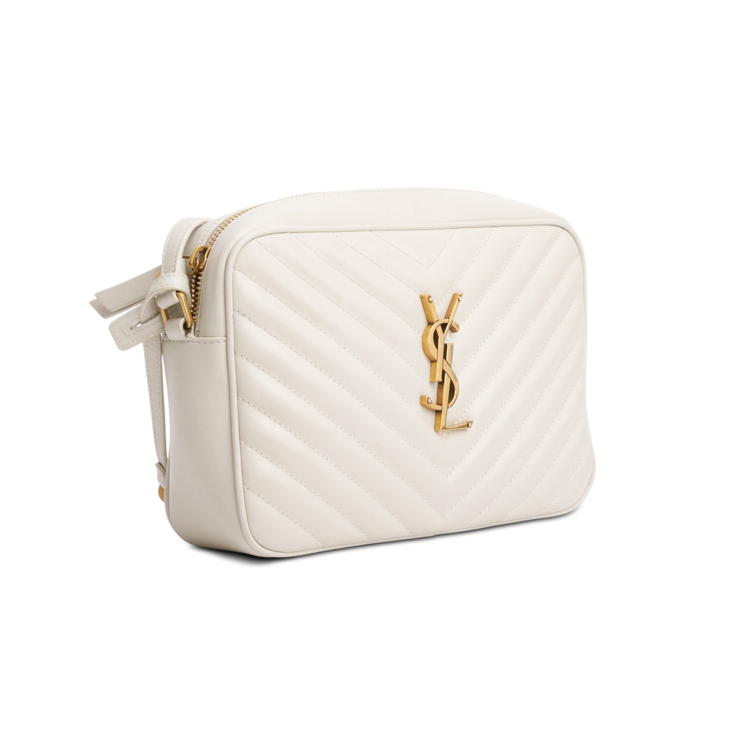 Saint Laurent 2023 Cream Quilted Leather Lou Camera Bag