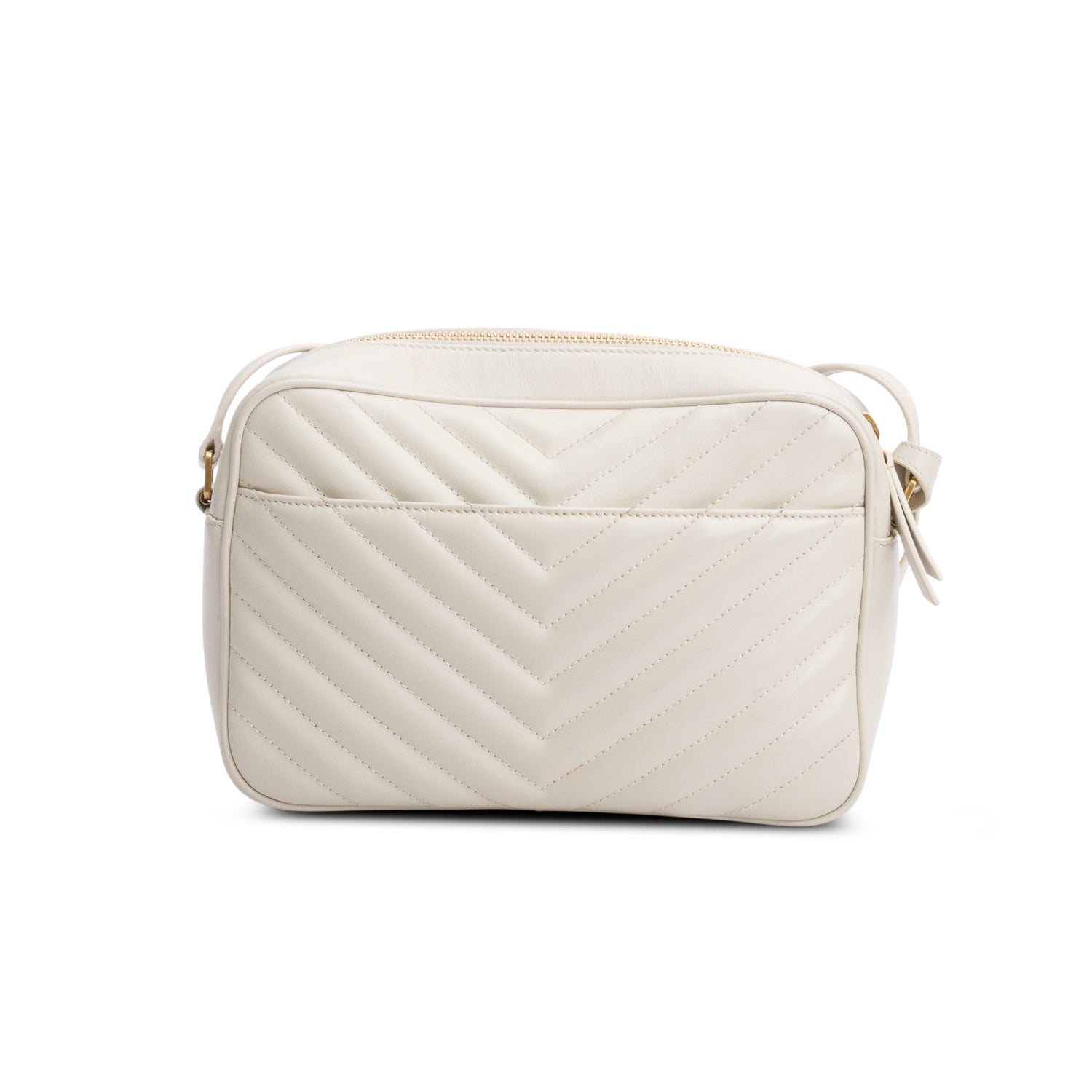 Saint Laurent 2023 Cream Quilted Leather Lou Camera Bag