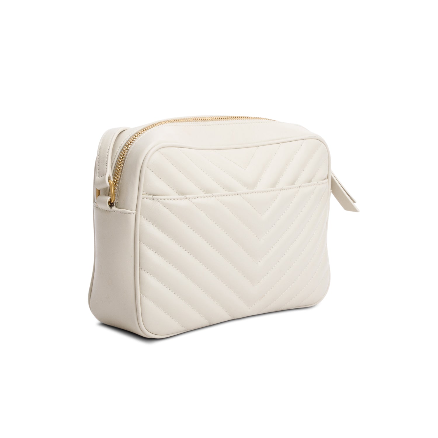 Saint Laurent 2023 Cream Quilted Leather Lou Camera Bag
