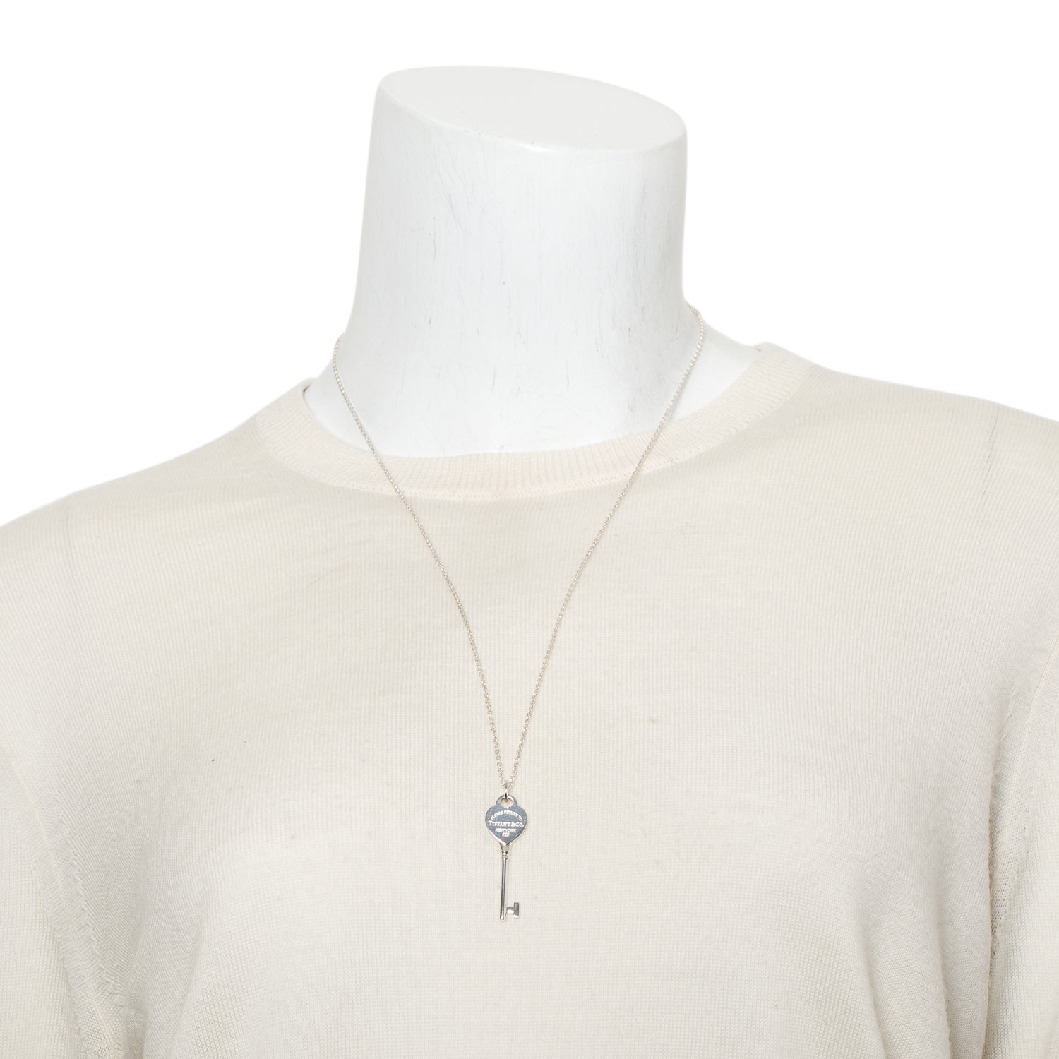 Tiffany & Co. Sterling Silver Return to Tiffany Heart Key Pendant Necklace