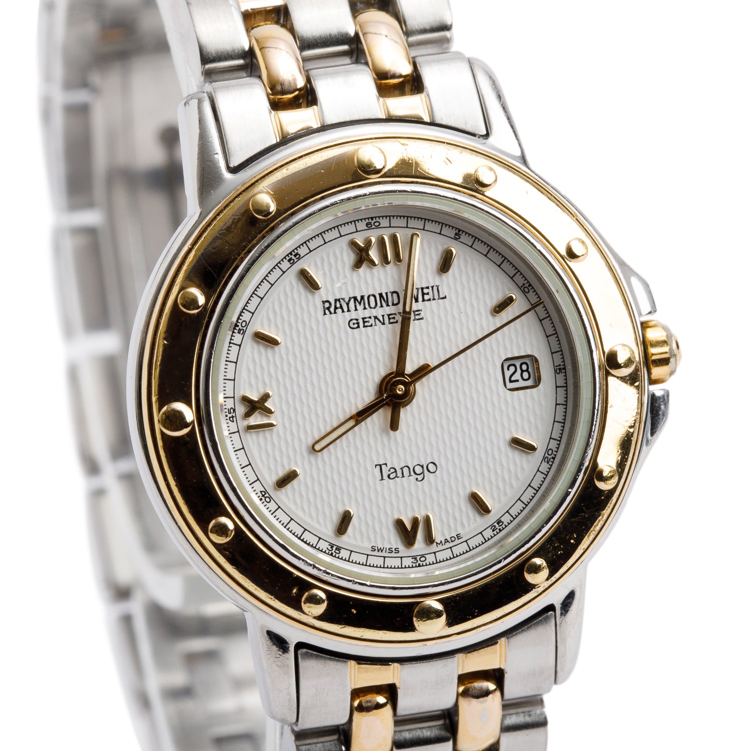 Raymond Weil Two-Tone Stainless Steel Tango 28 MM Watch White Dial 5360