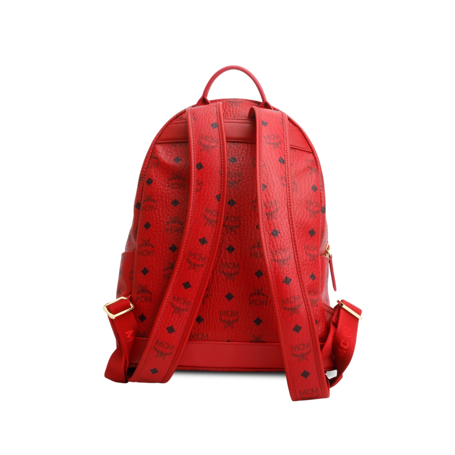 MCM Red Visetos Medium Stark Backpack