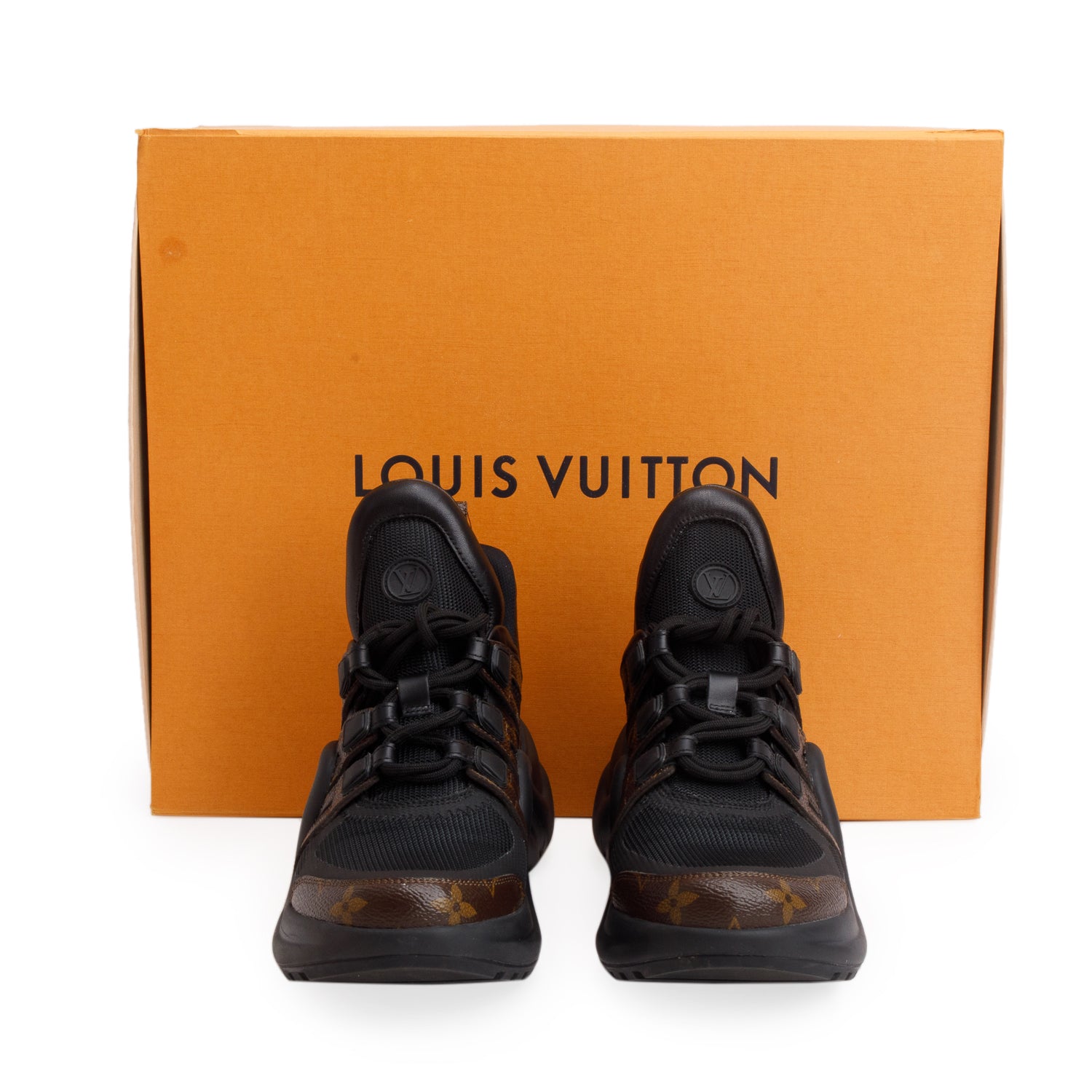 Louis Vuitton Monogram Trim Black LV Archlight Sneakers, Size 38 w/ Box