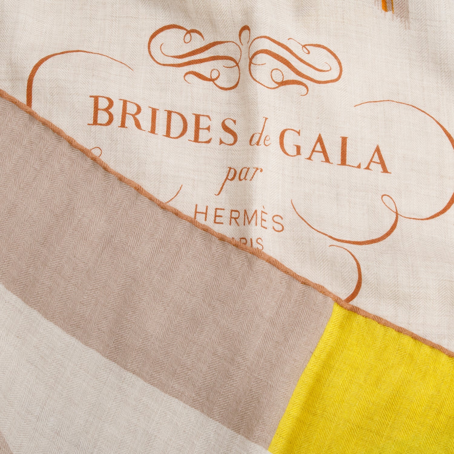 Hermes Beige Multicolor 'Brides de Gala' Cashmere Silk Shawl 140