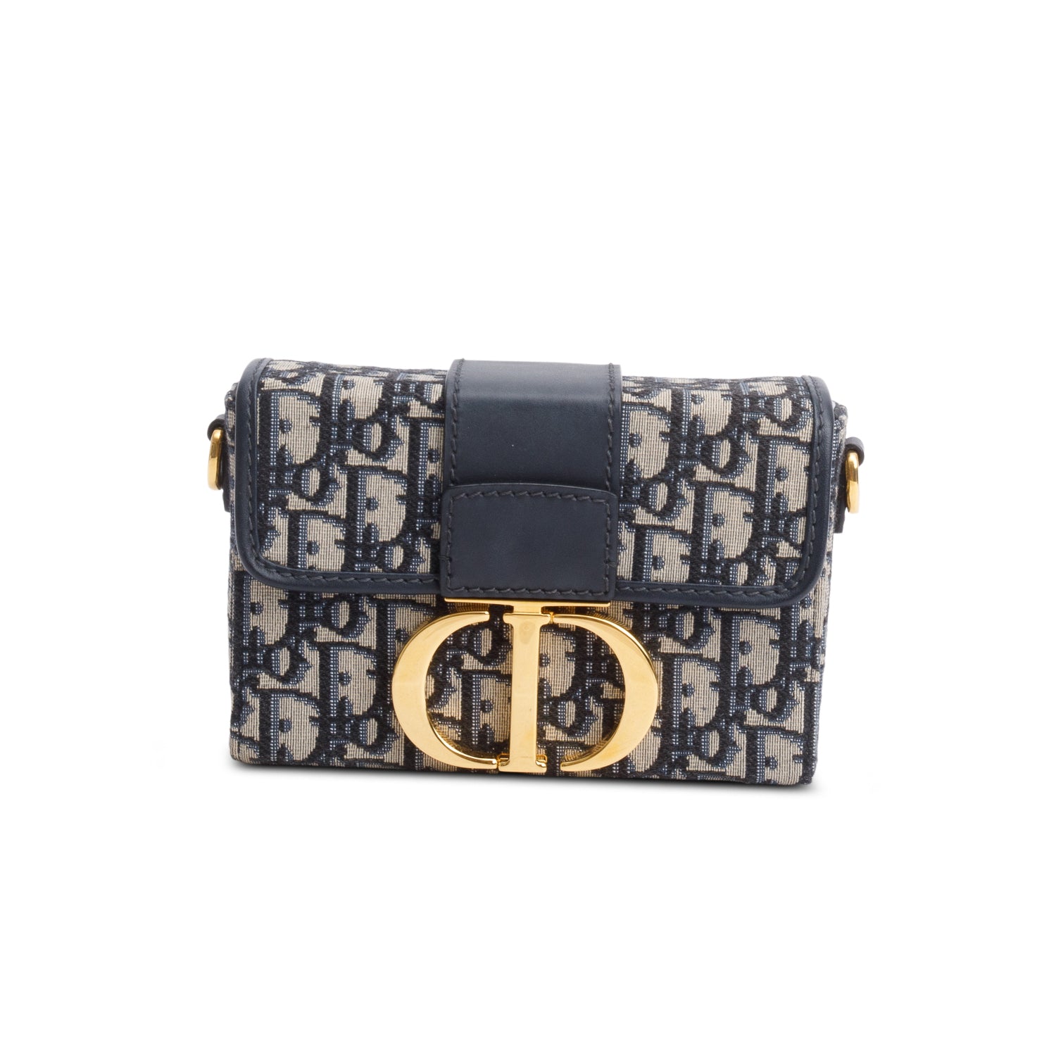 Christian Dior Blue Oblique 30 Montaigne Box Bag w/ Strap & Authenticity Card