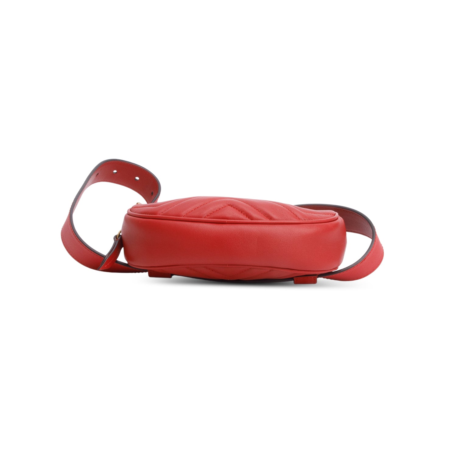 Gucci Red GG Marmont Matelasse Leather Belt Bag, Size 75