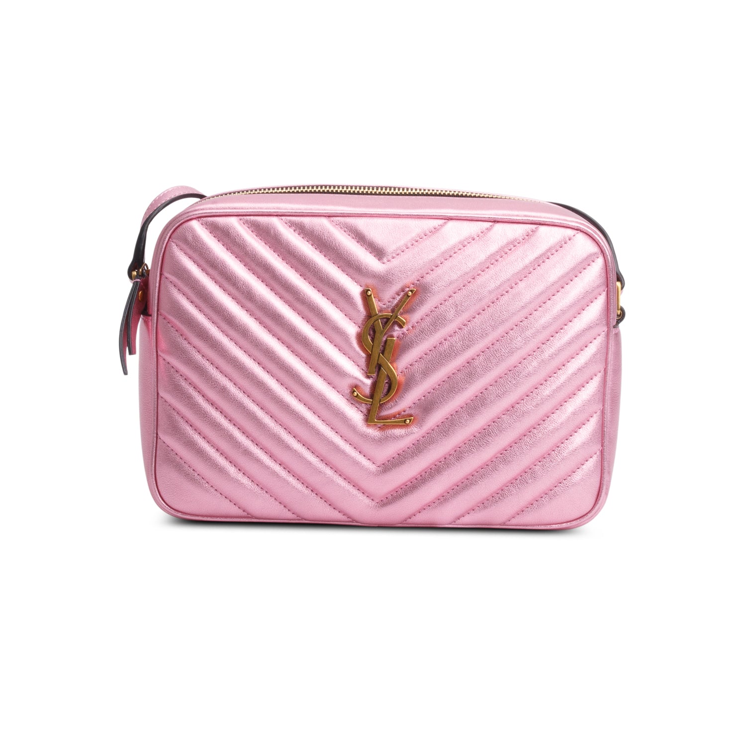 Saint Laurent Metallic Pink Quilted Leather Lou Camera Bag