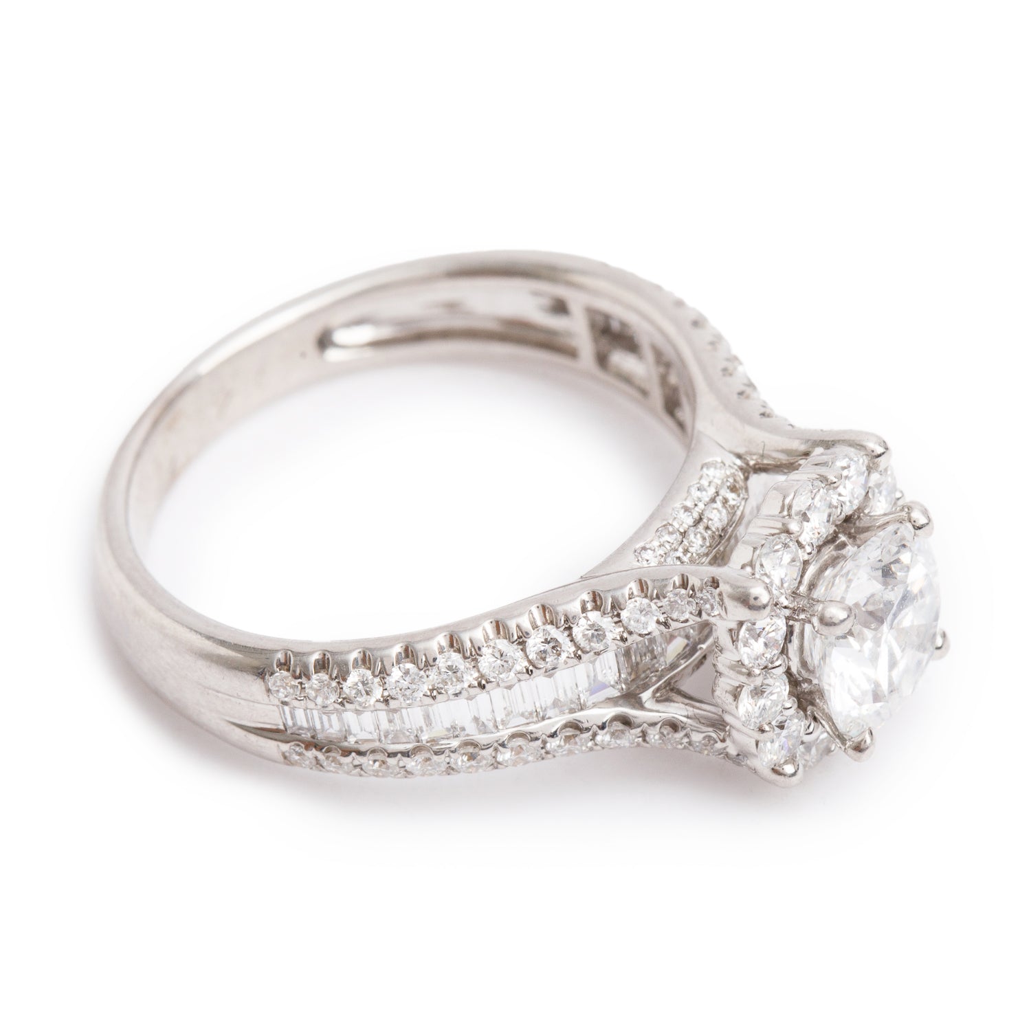 14k White Gold 2.23 tcw. Diamond Halo Top Engagement Ring, Size 6.5