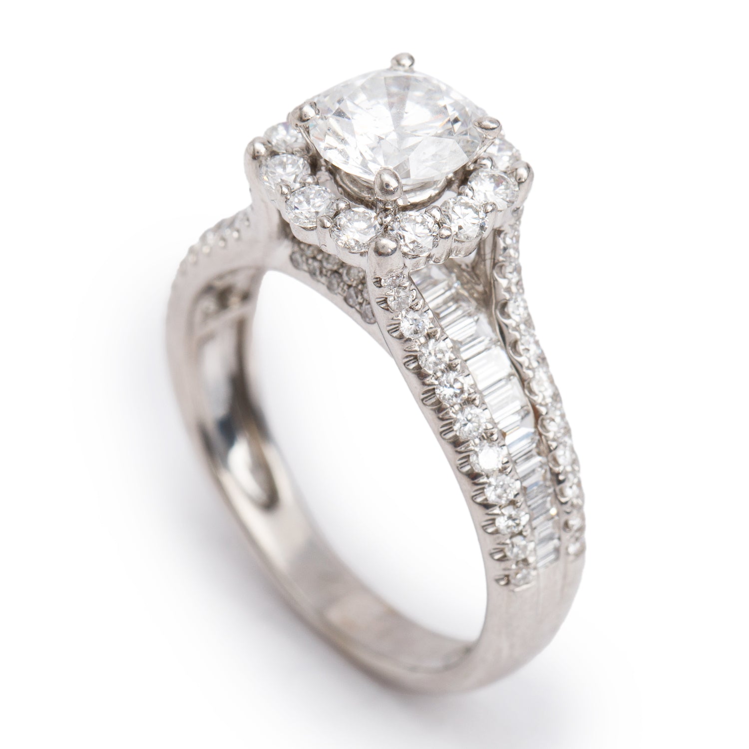 14k White Gold 2.23 tcw. Diamond Halo Top Engagement Ring, Size 6.5