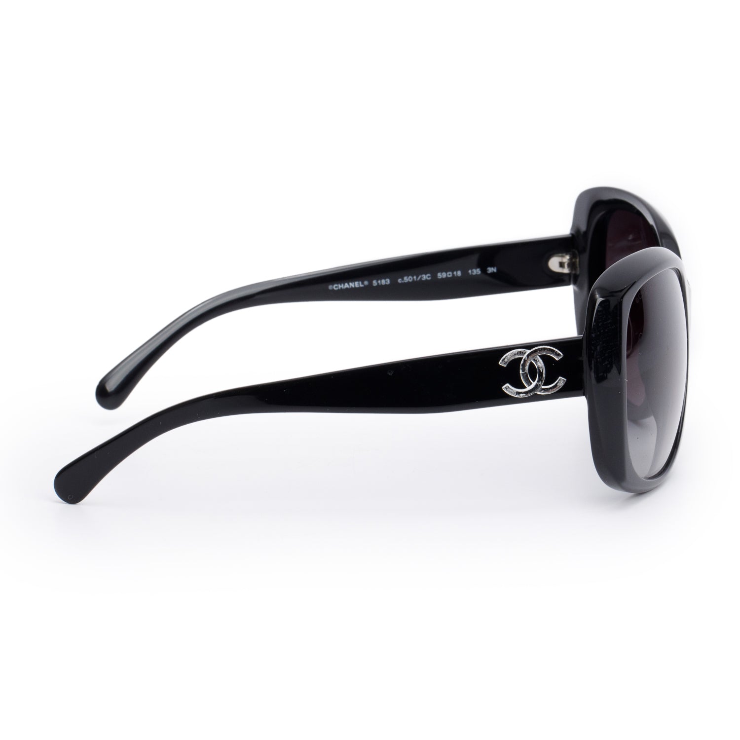 Chanel 5183 Black Acetate CC Square Sunglasses w/ Case, Box & Receipt