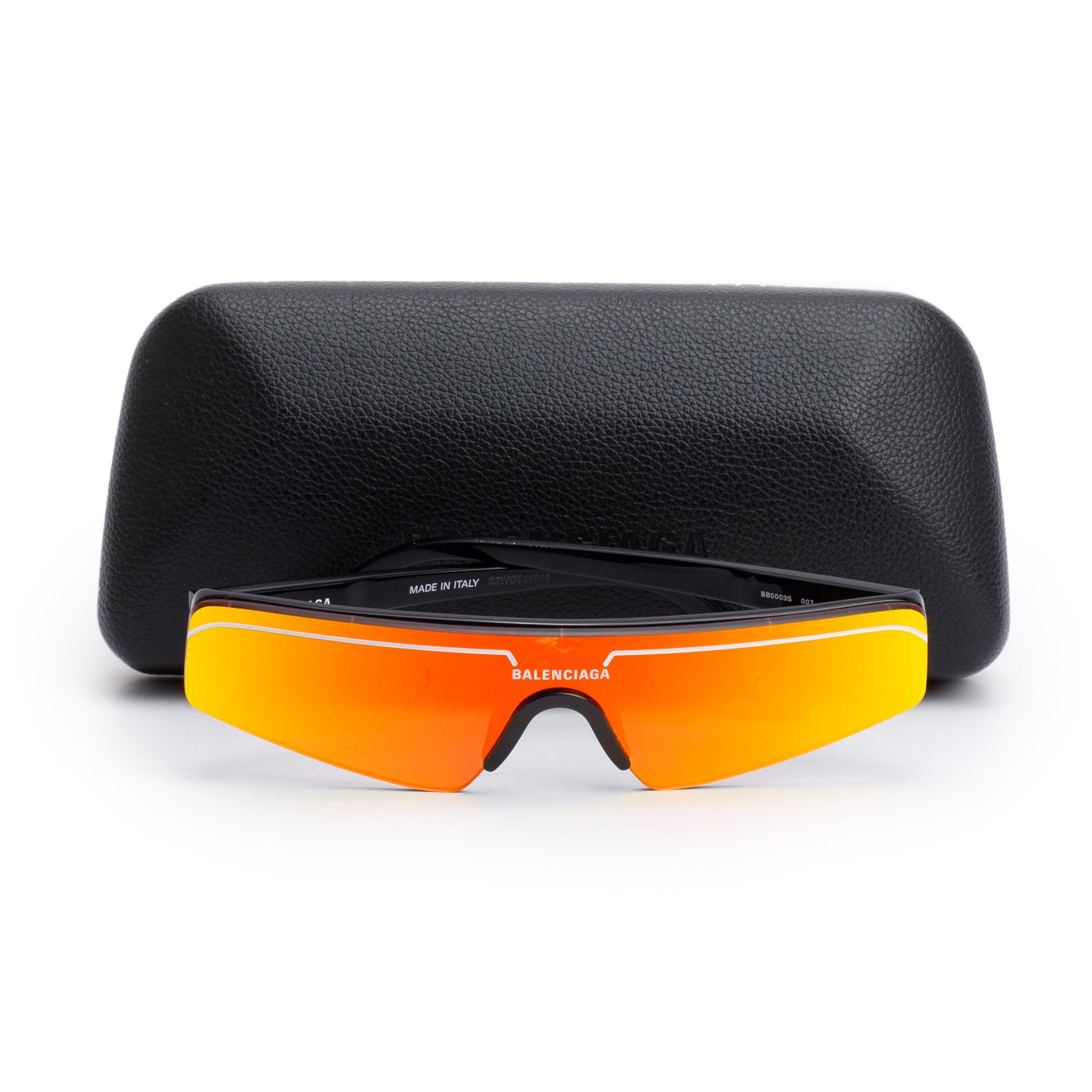 Balenciaga BB0003S Orange Shield Sunglasses w/ Case
