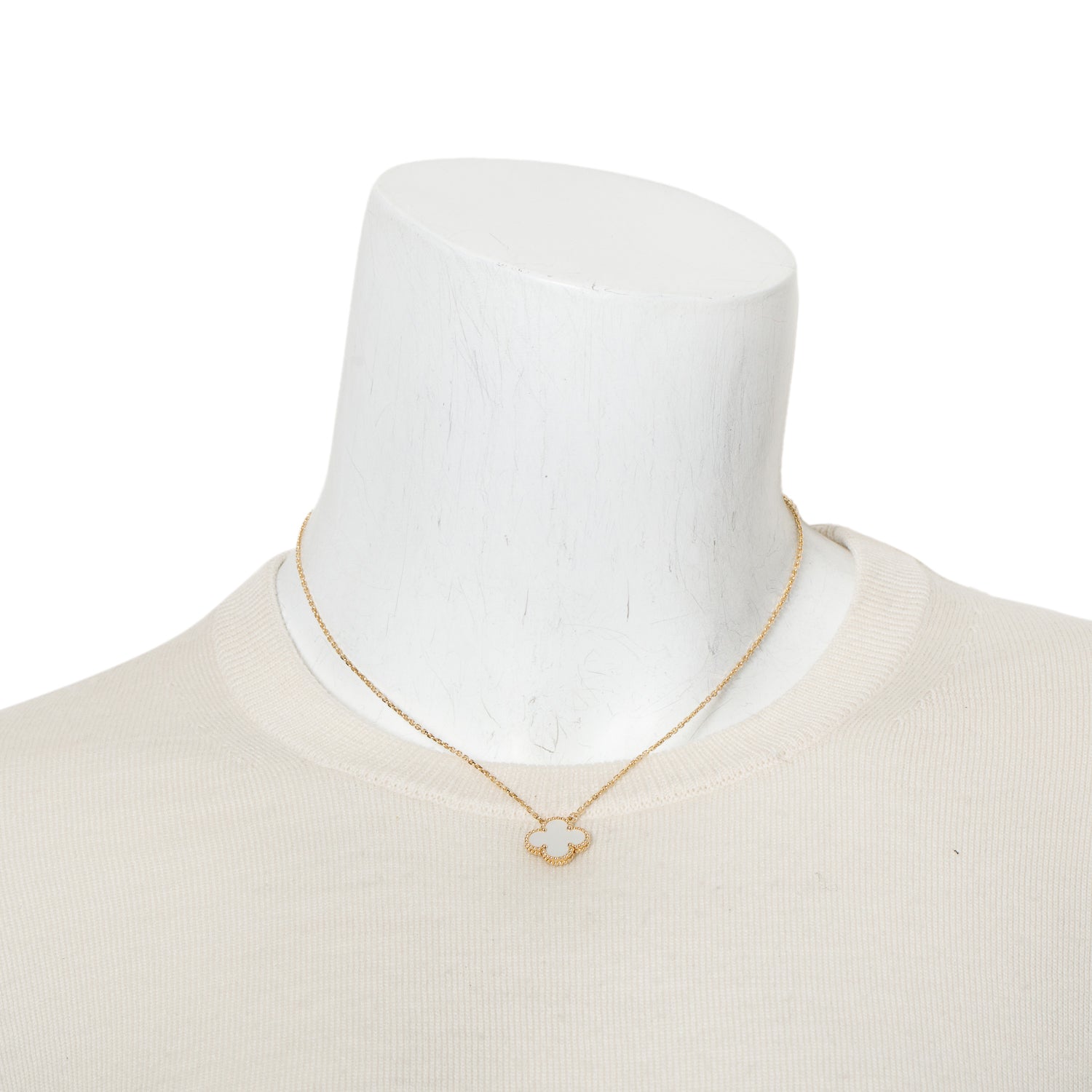 Van Cleef & Arpels 2024 18k Yellow Gold Vintage Alhambra Mother of Pearl Pendant Necklace w/ Box & Certificate