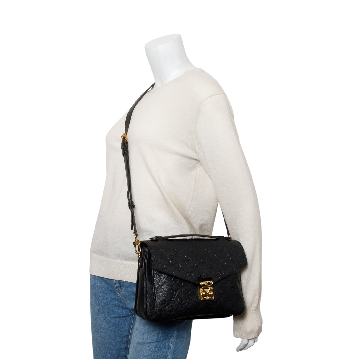 Louis Vuitton Black Monogram Empreinte Leather Pochette Metis w/ Box